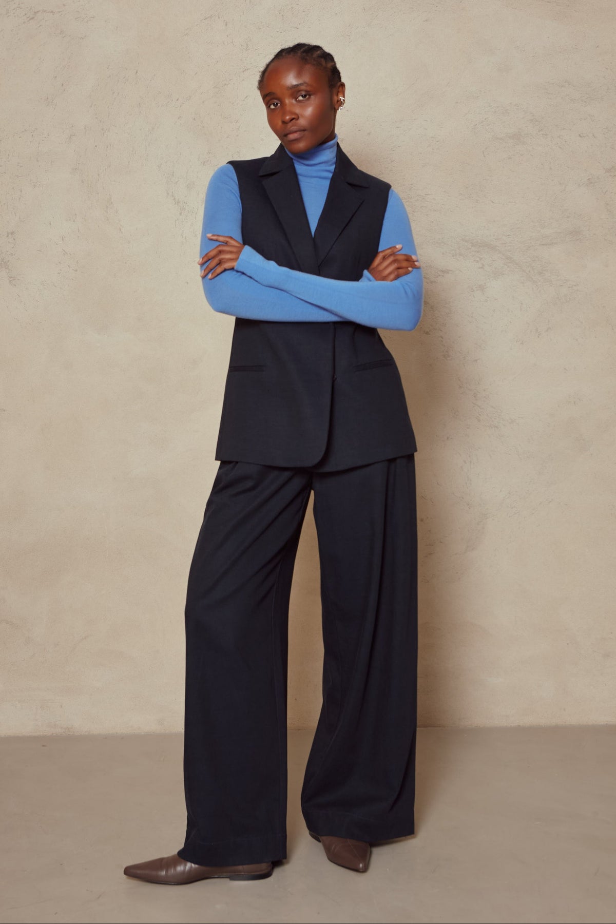 Gwyneth Fine Merino Roll Neck - Sky Blue