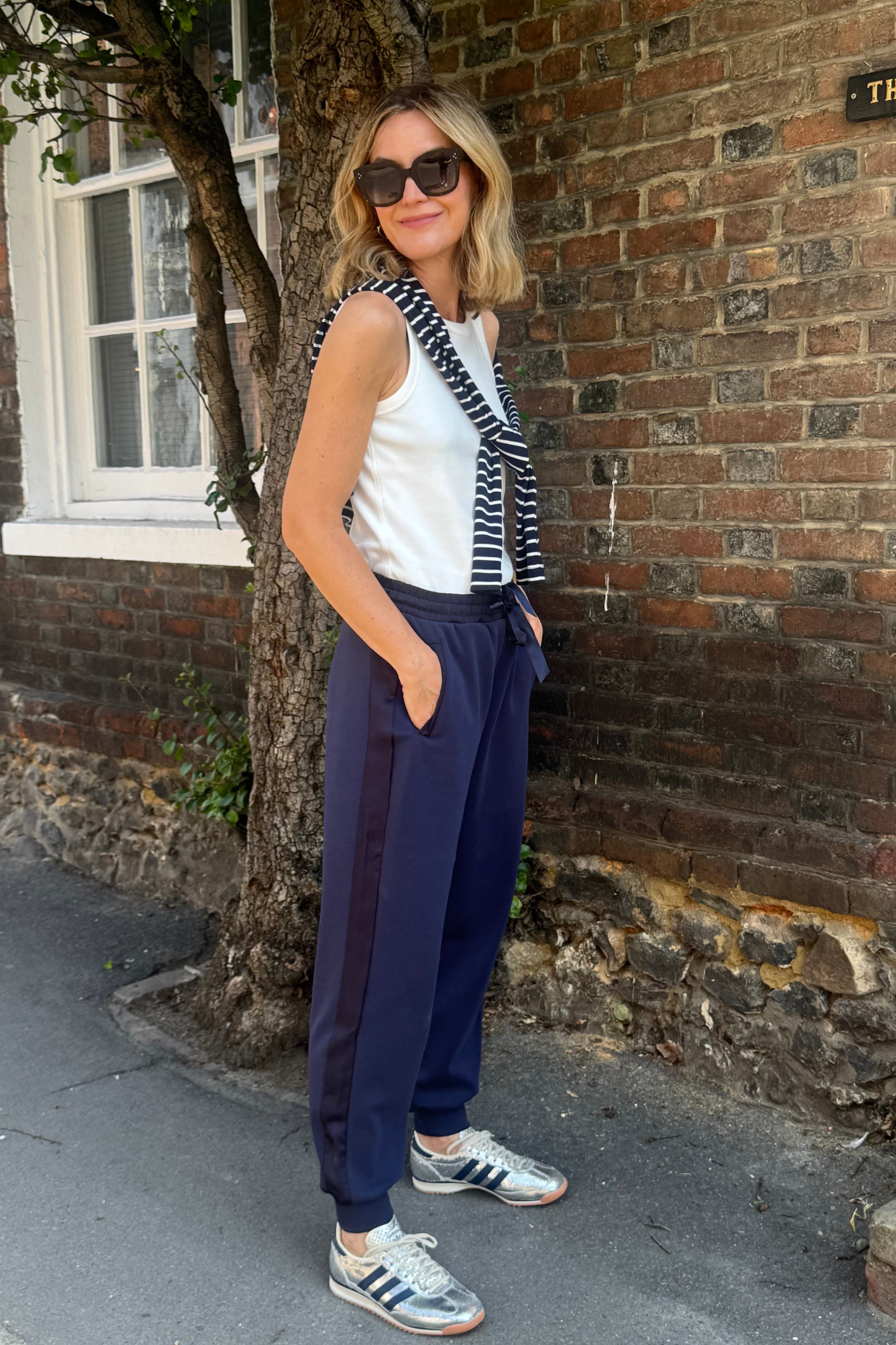 Perfect Side Stripe Joggers - Navy