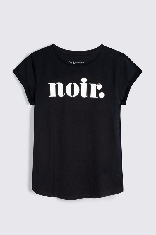 noir neat fit t-shirt black t-shirt slogan t-shirt eleven loves ellen loves 11 loves