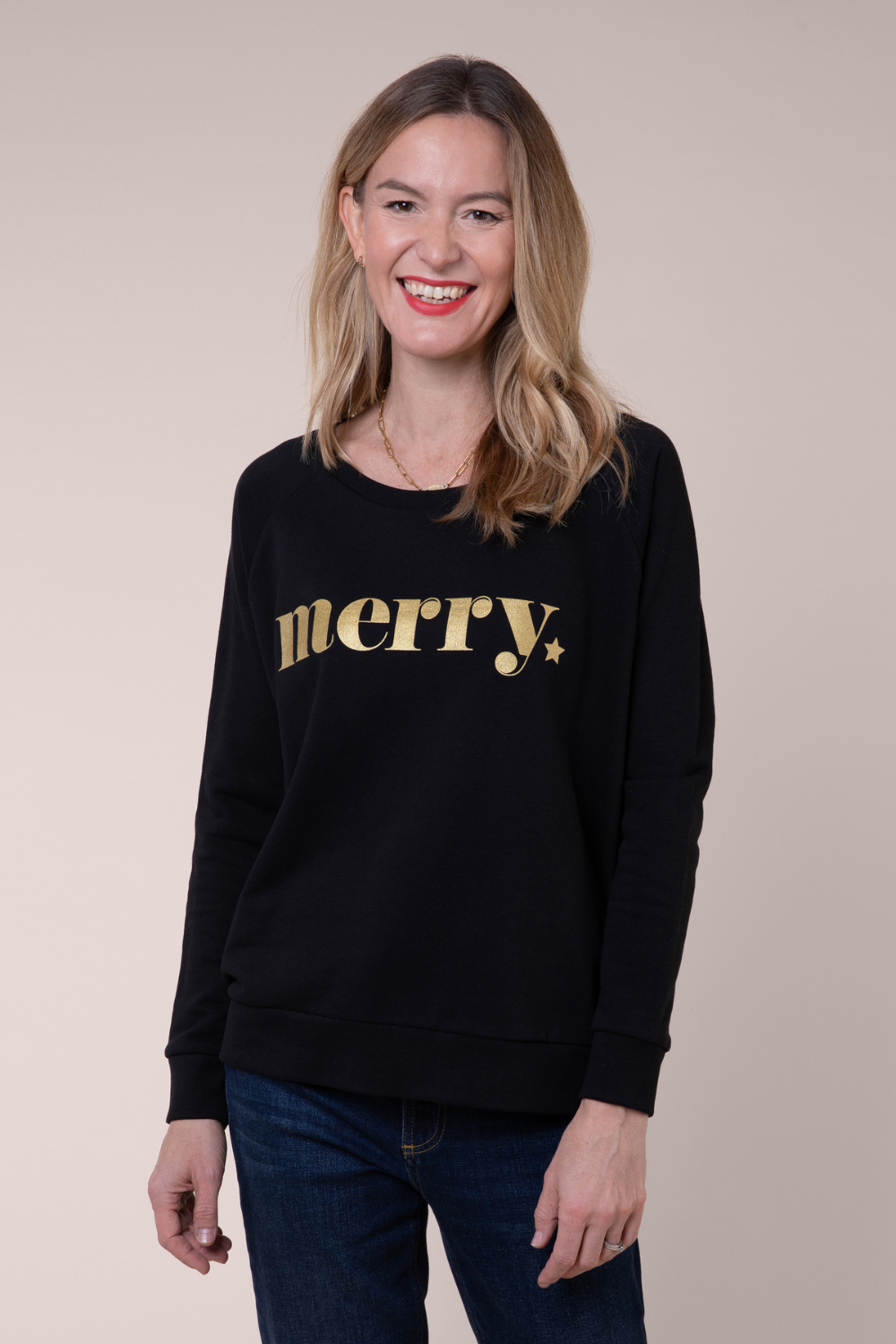 MERRY SWEATSHIRT VINTAGE WHITE SWEATSHIRT CHRISTMAS SWEATSHIRT CHRISTMAS JUMPER ELLEN LOVES 11LOVES ELEVEN LOVES
