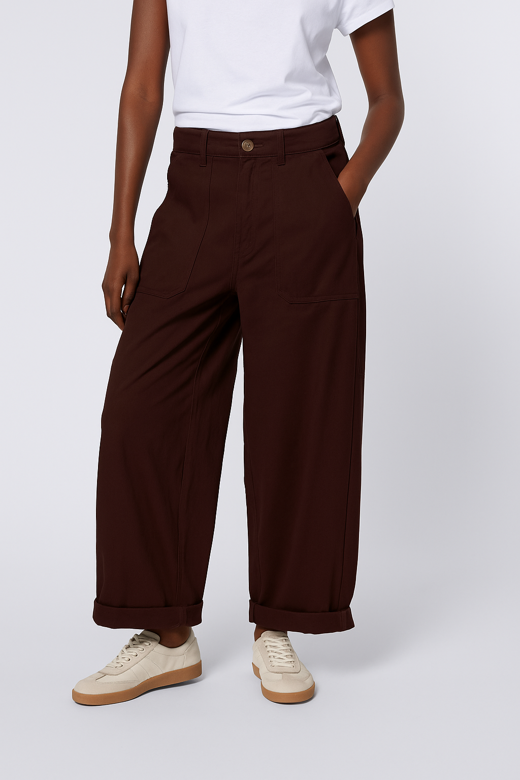 Billie Barrel Leg Trousers - Chocolate