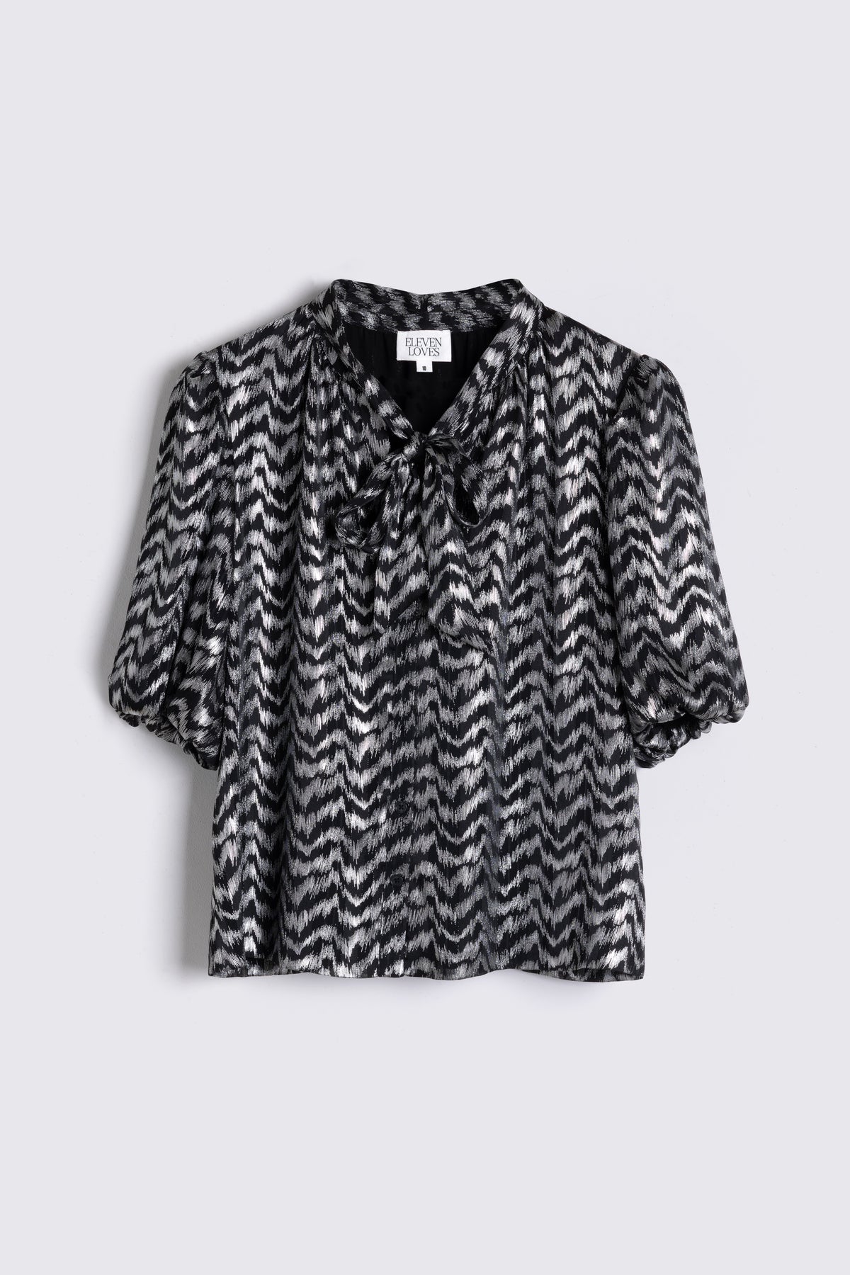 Poppy Puff Sleeve Blouse - Silver Stripe