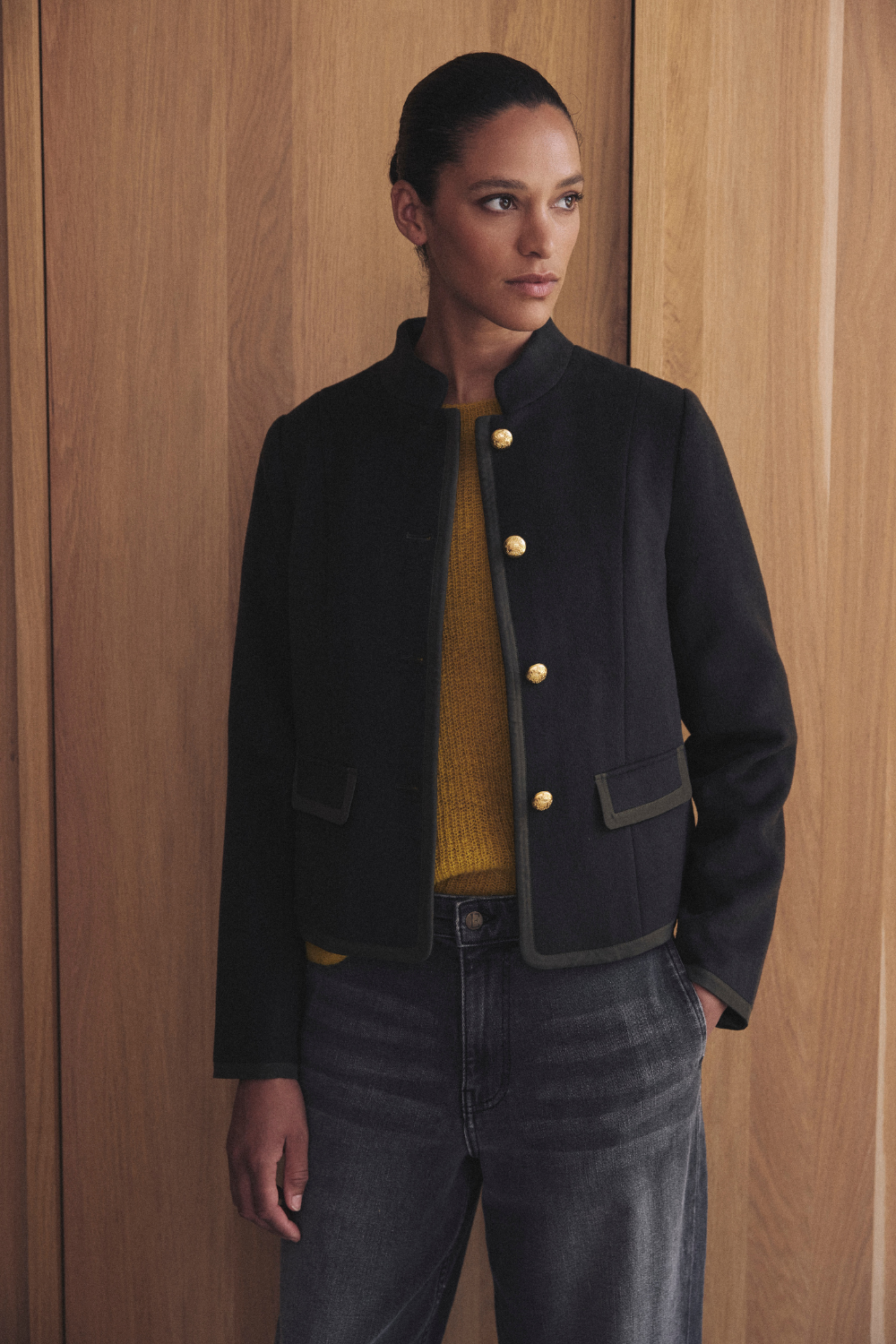 Greta Military Swing Jacket - Olive