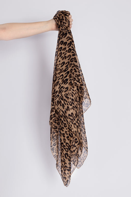 ANIMAL PRINT SILK SCARF (NEUTRAL)