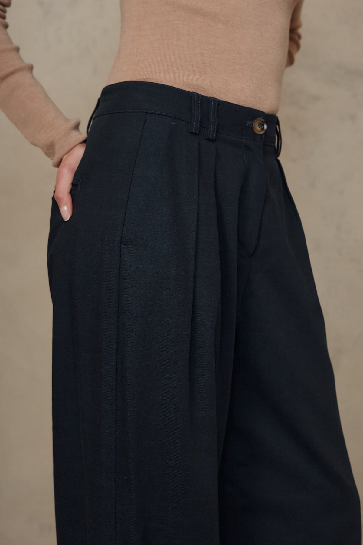 Aida Wide Leg Trousers - Navy