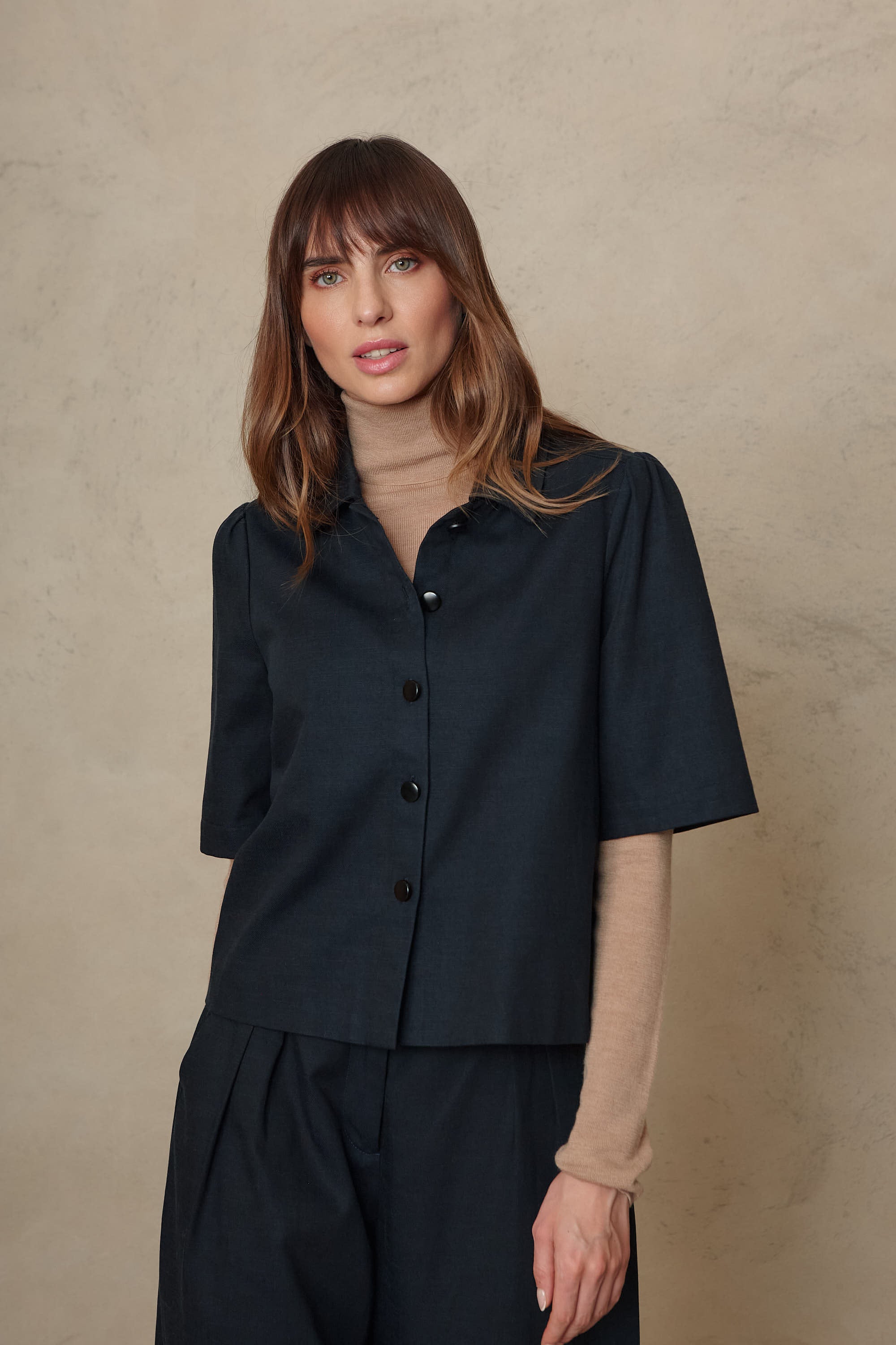 Alba Short Sleeve Blazer - Navy