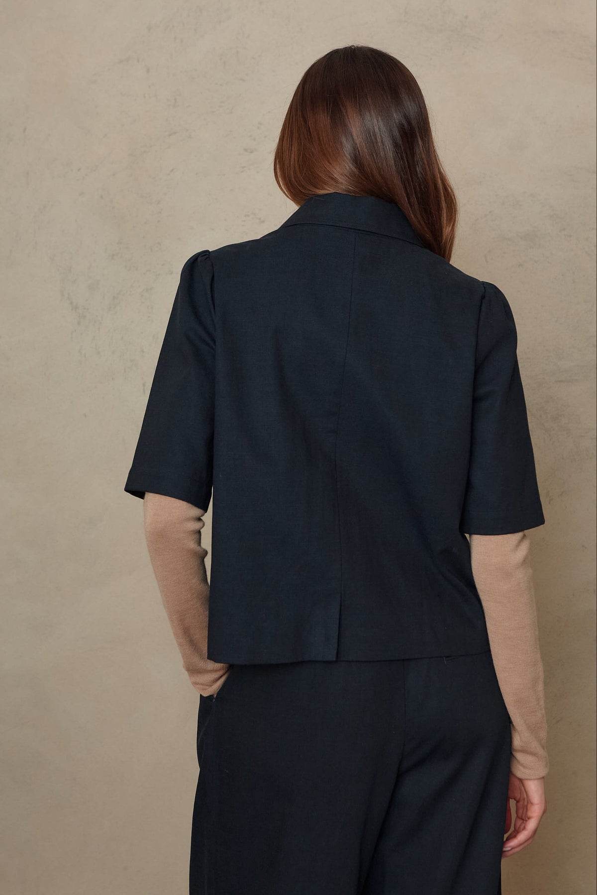 Alba Short Sleeve Blazer - Navy