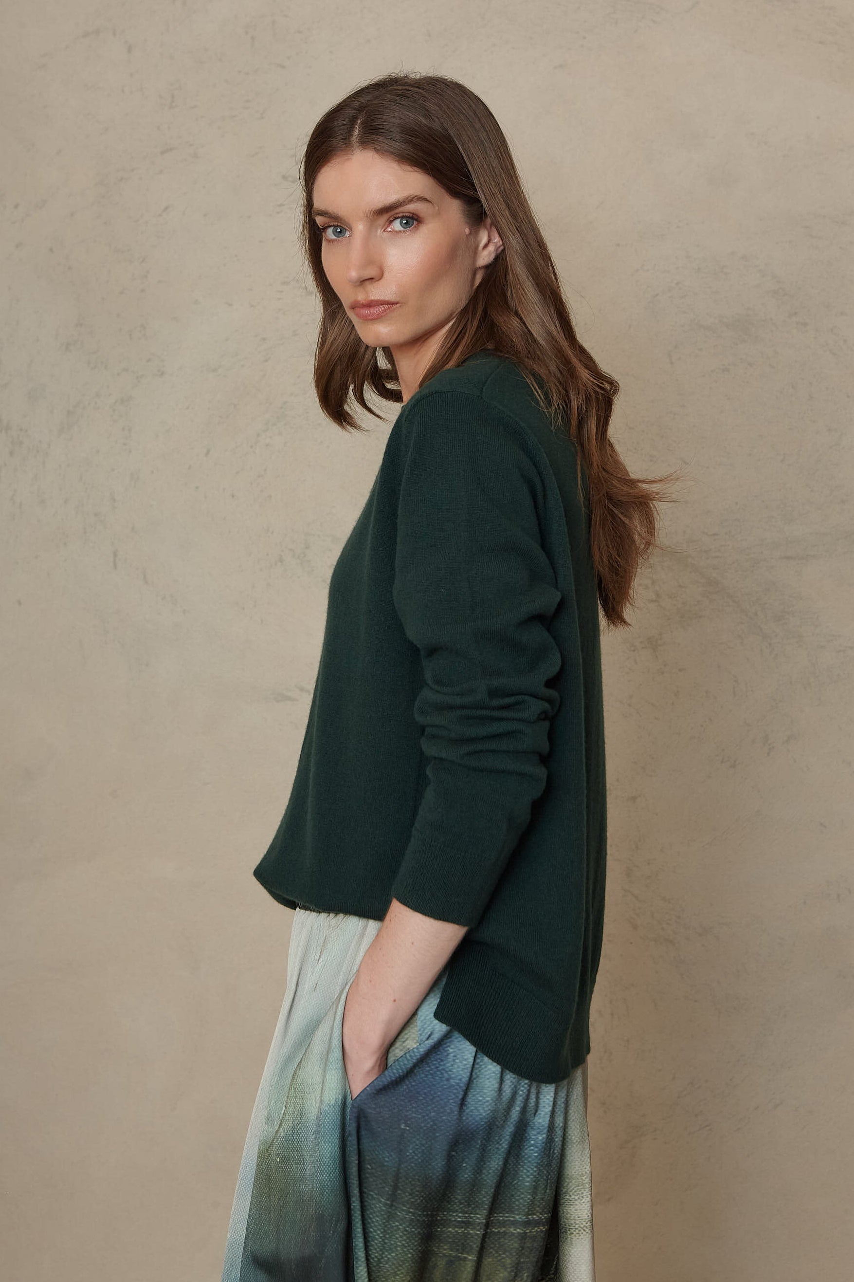 Alex Cashmere Blend Jumper - Bottle Green