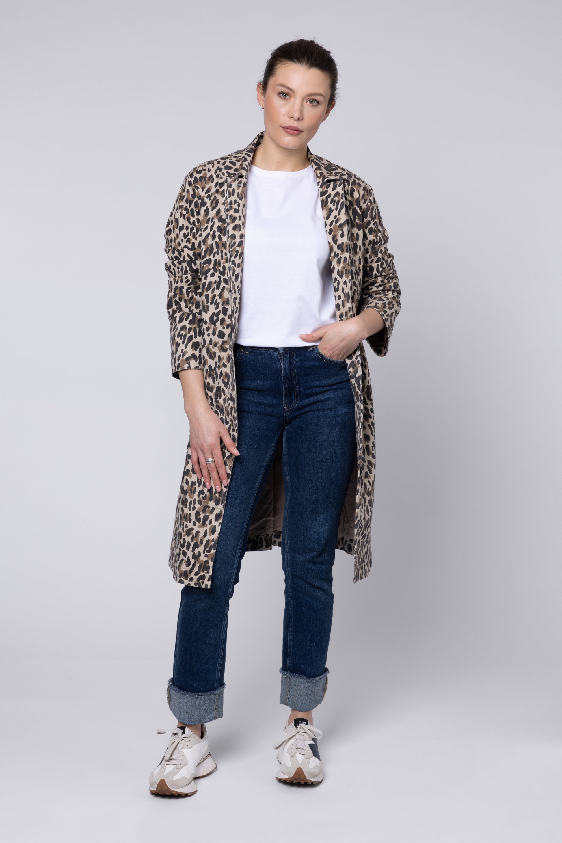 model wearing Animal Print Coats Eleven Loves