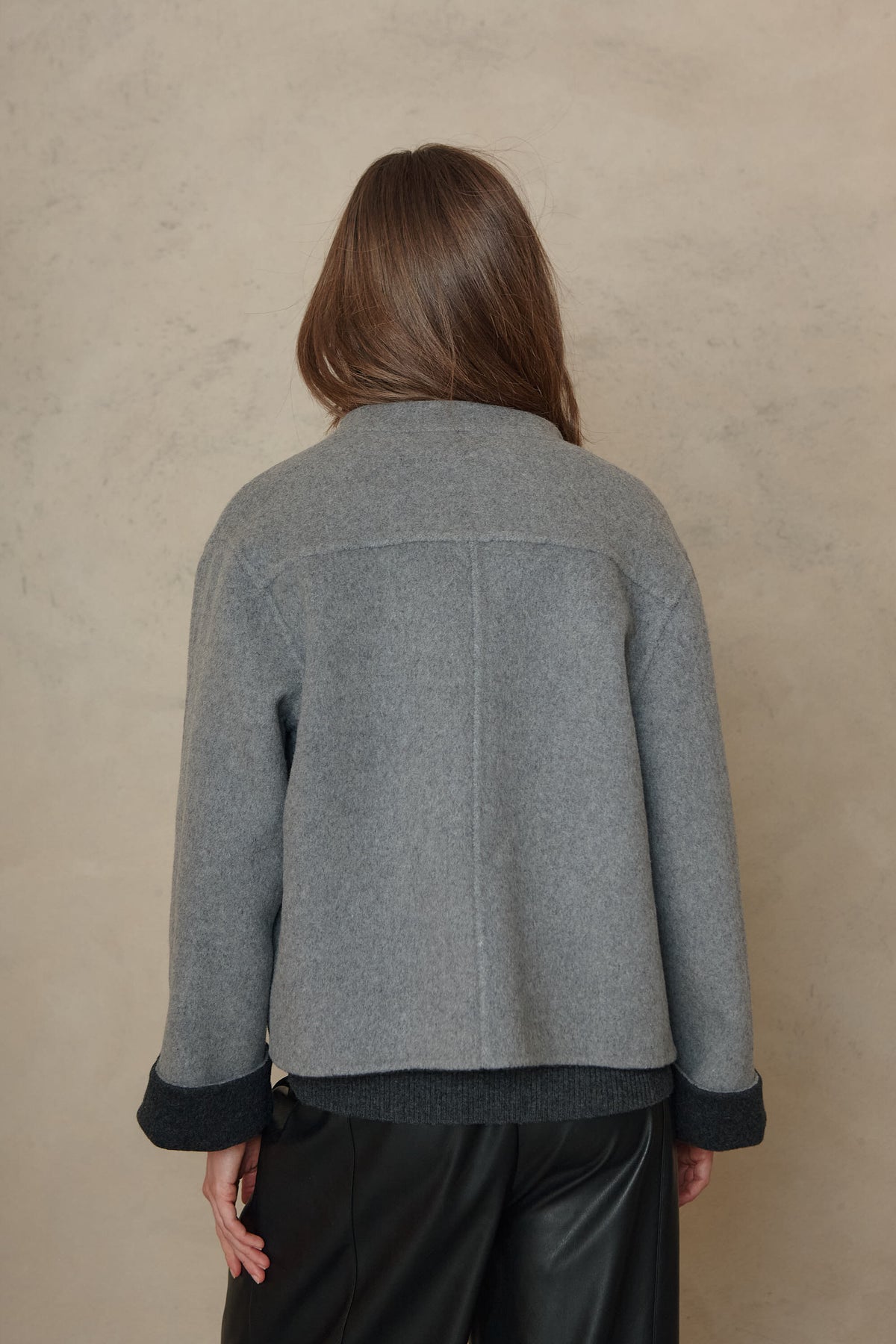 Ayla Wool Blend Reversible Jacket - Charcoal