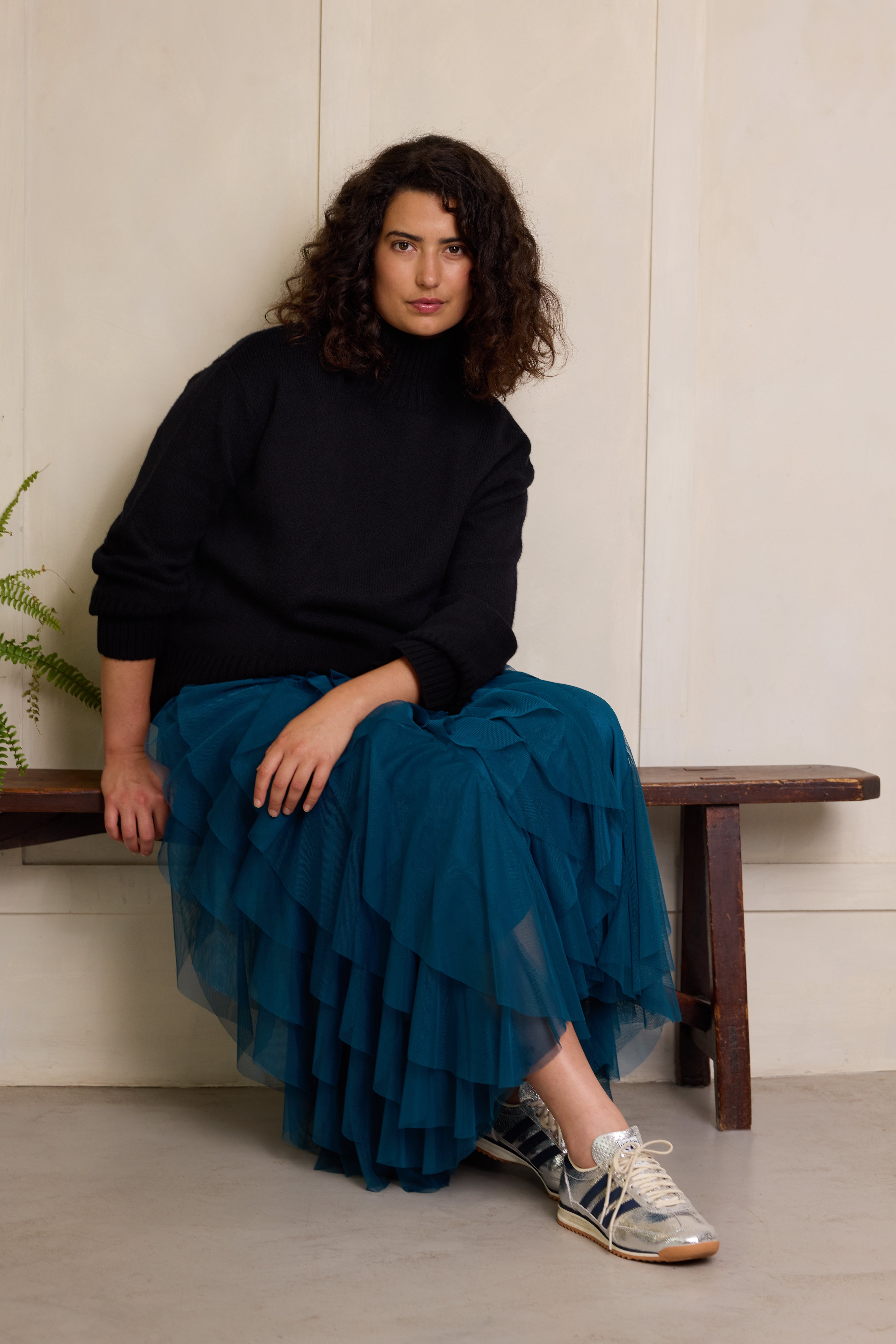 Belle Funnel Neck Jumper - Black