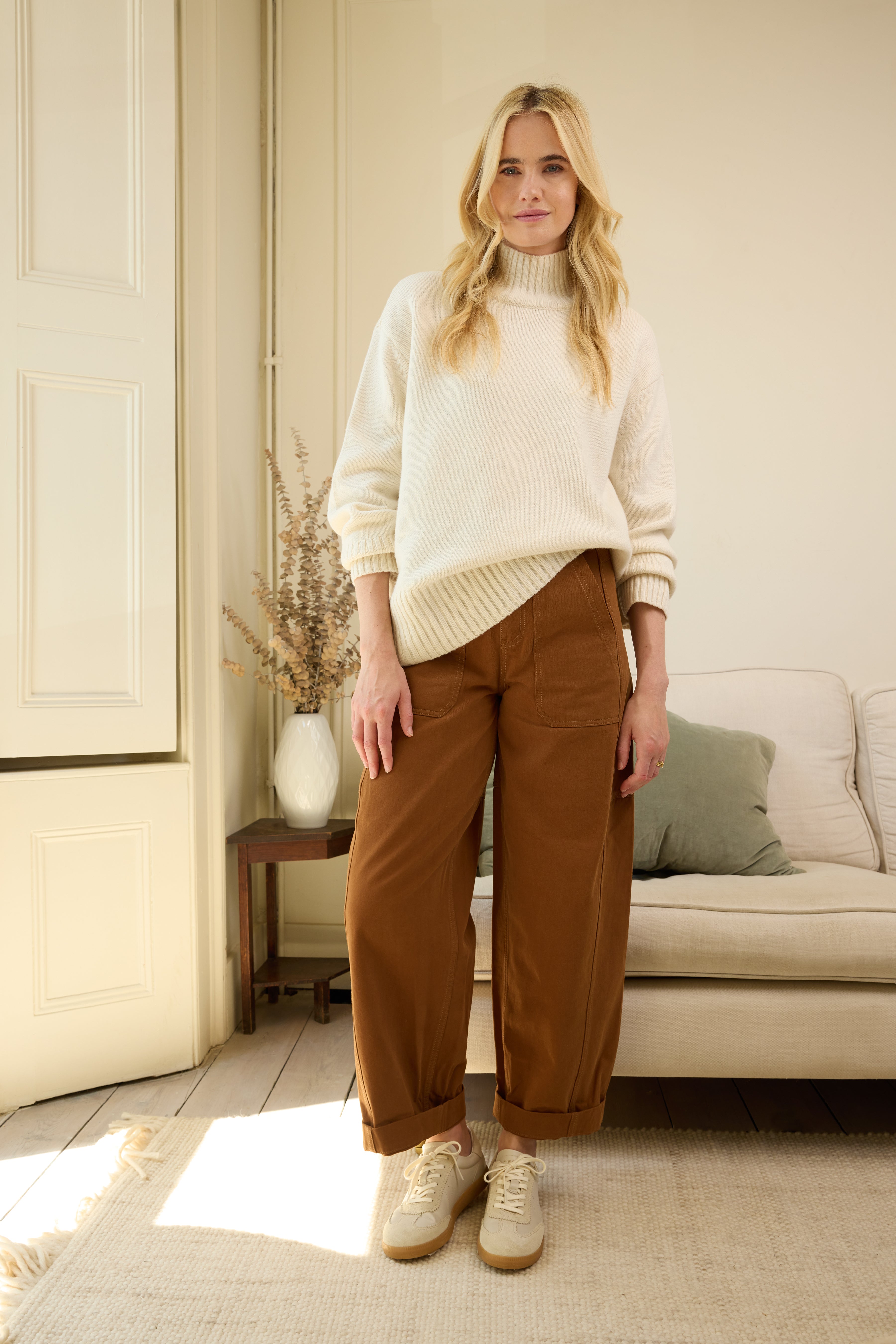 Billie Barrel Leg Trousers - Camel
