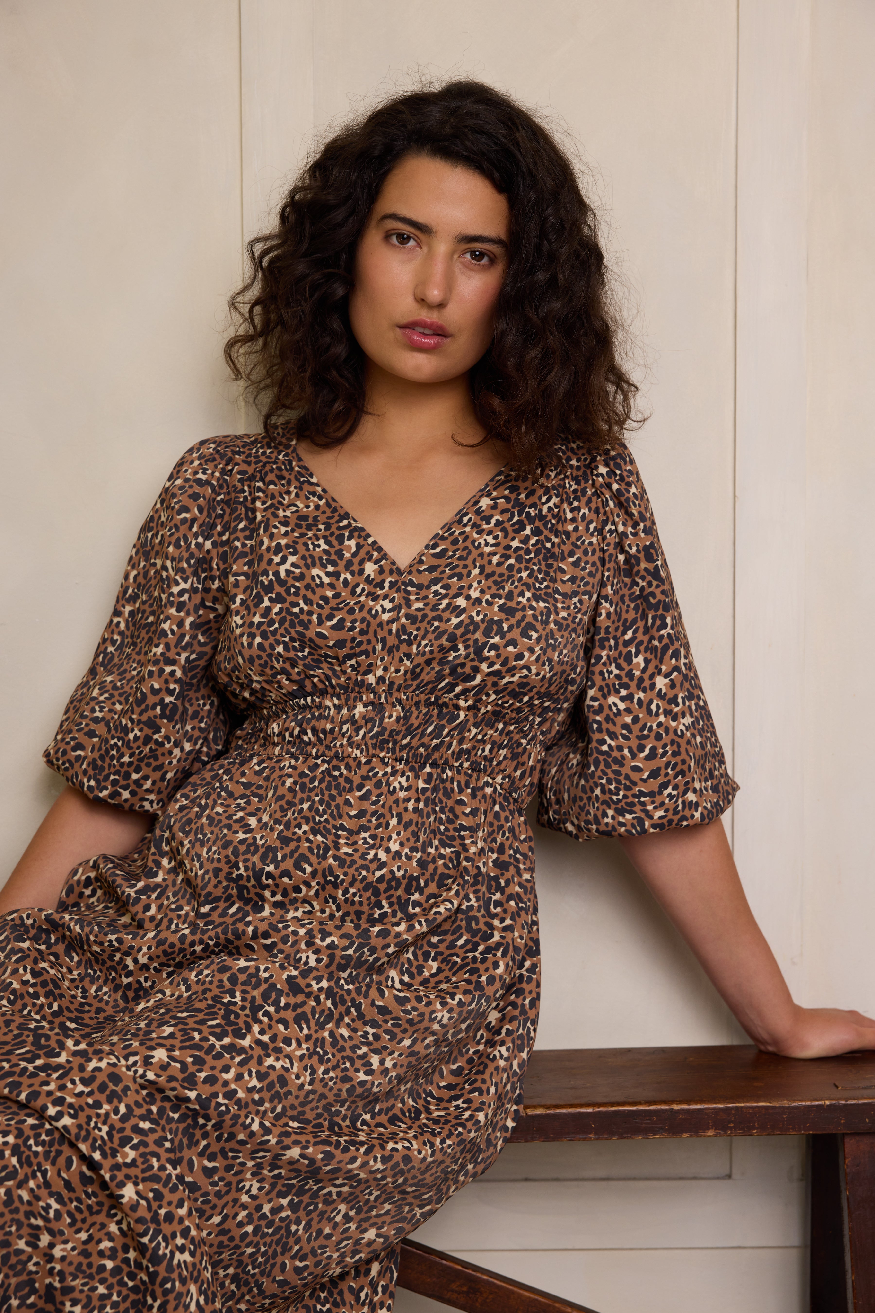Bria Balloon Sleeve Dress - Leopard