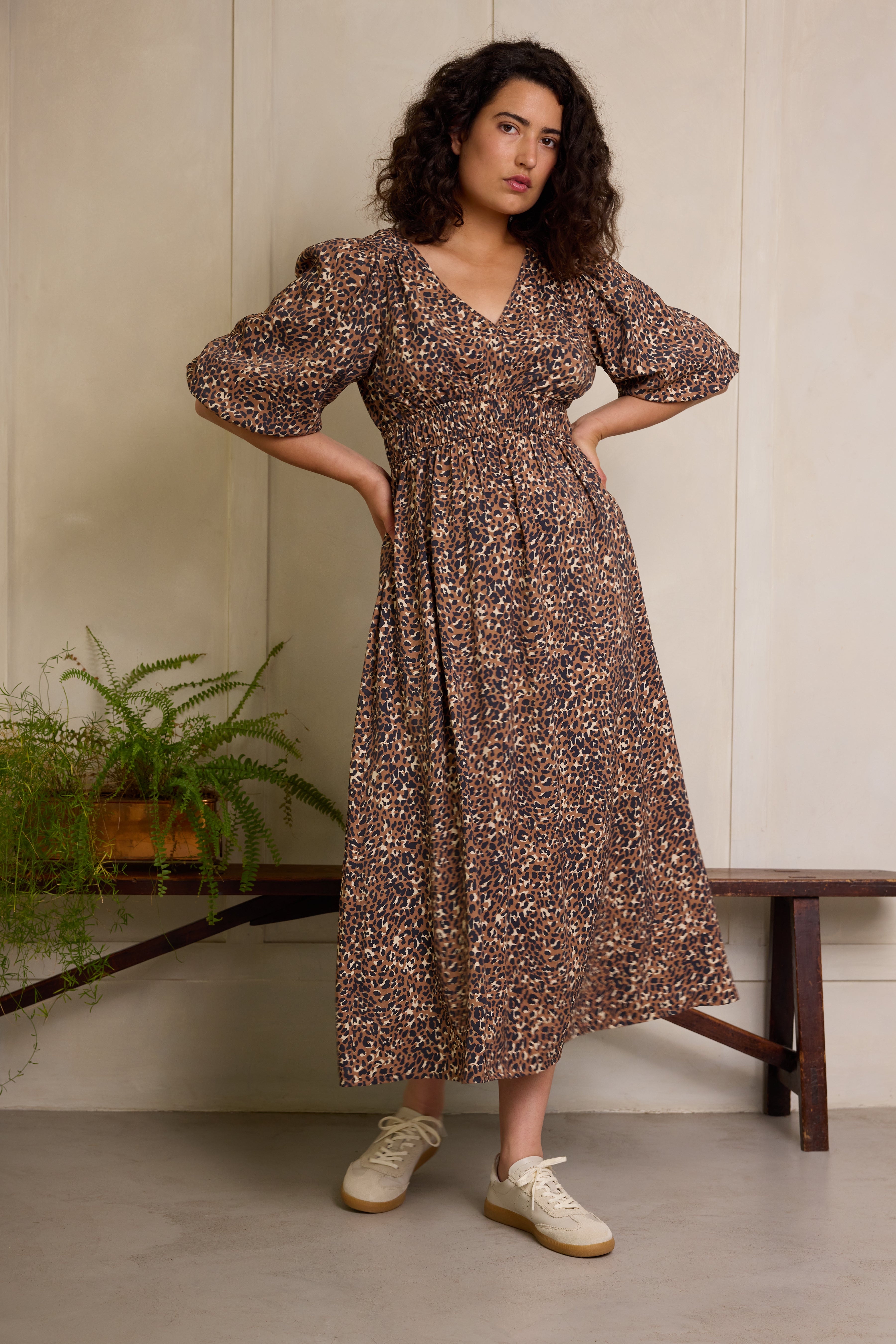 Bria Balloon Sleeve Dress - Leopard