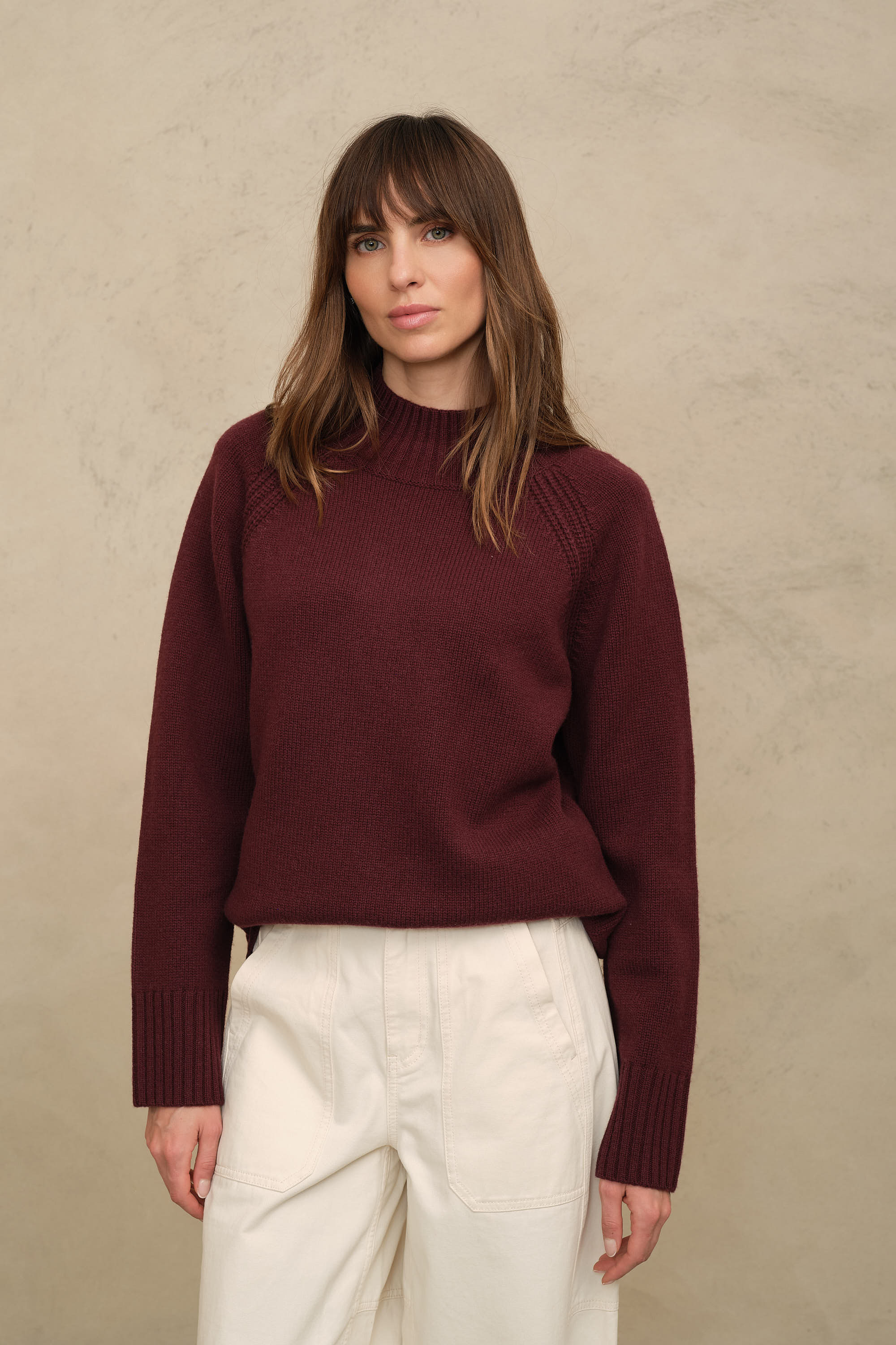 Bea funnel neck jumper in burgundy