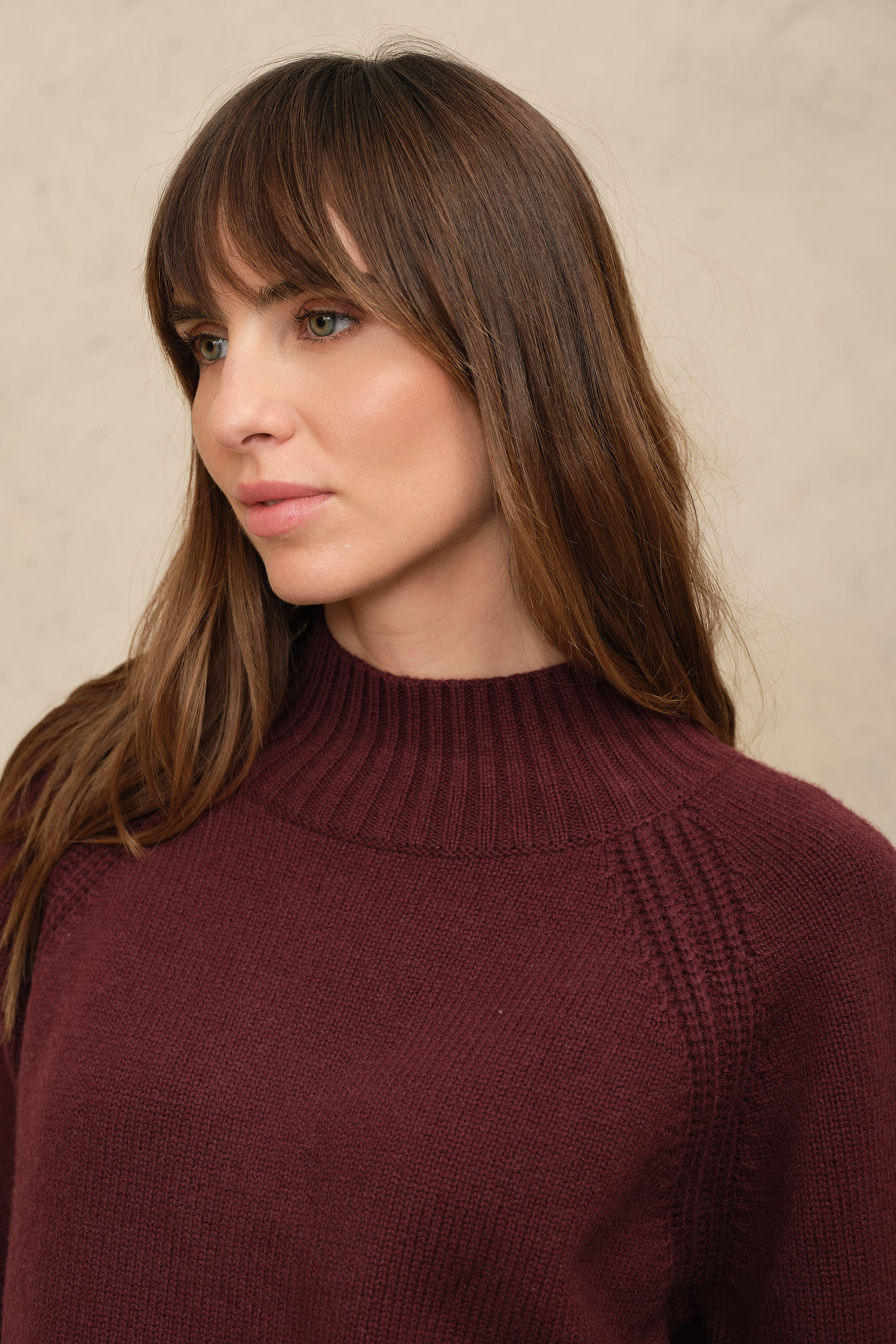 Bea funnel neck jumper in burgundy