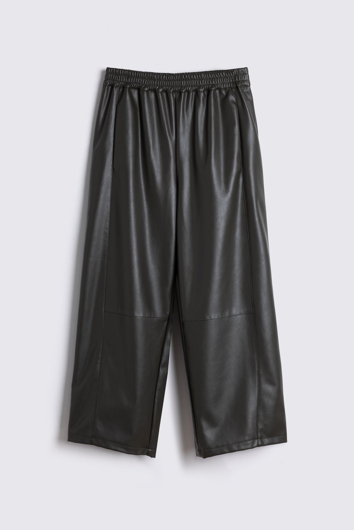 Billie Barrel Leg Faux Leather Trousers - Olive