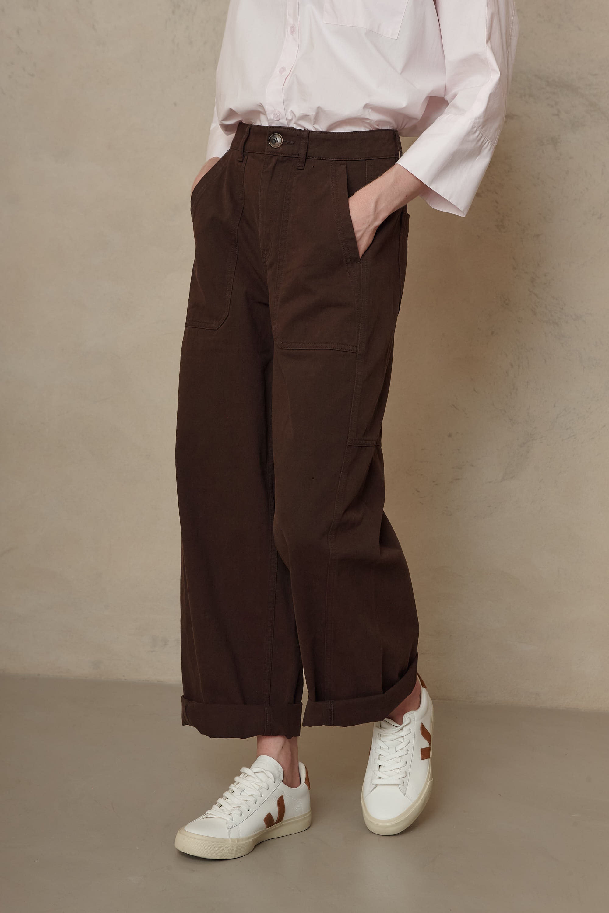 Billie Barrel Leg Trousers - Chocolate