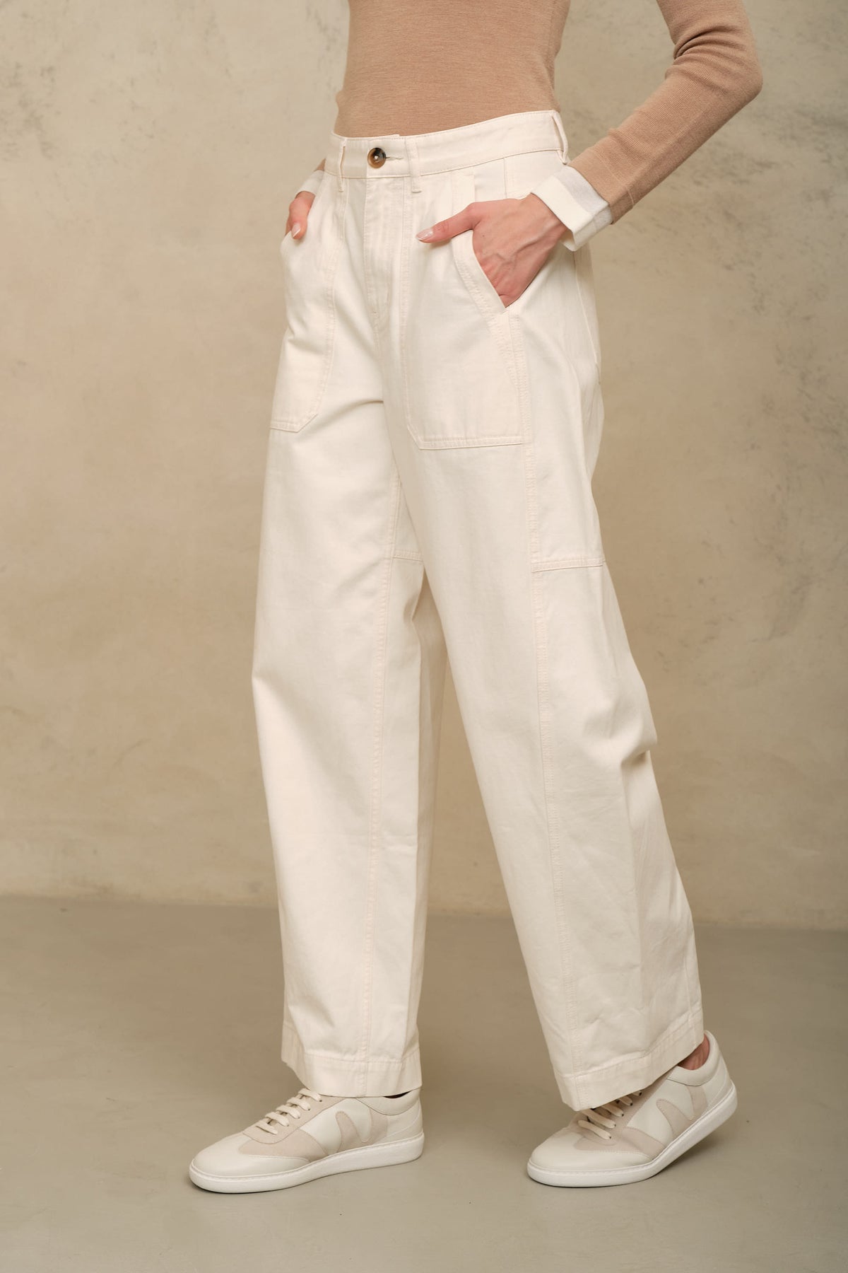 Billie Barrel Leg Trousers - Ecru