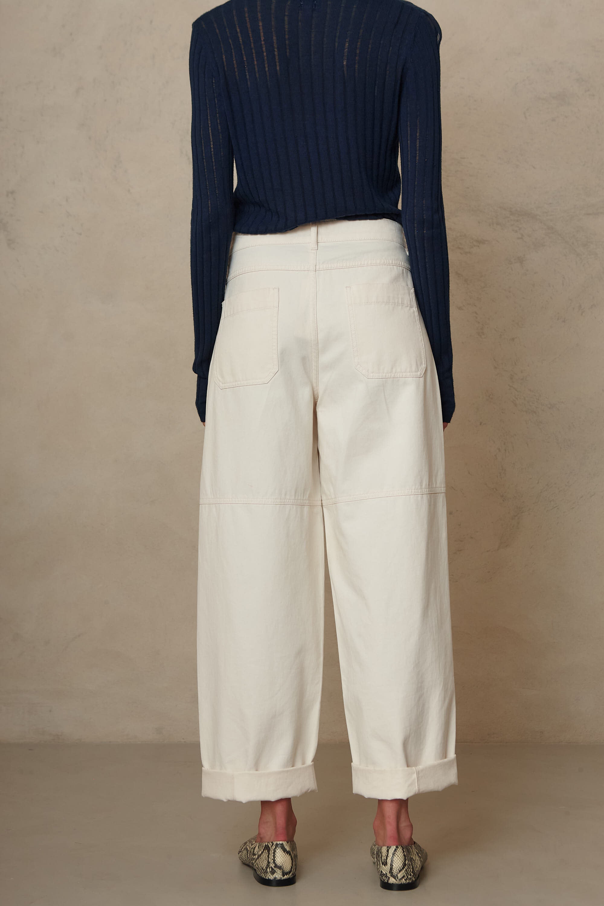 Billie Barrel Leg Trousers - Ecru