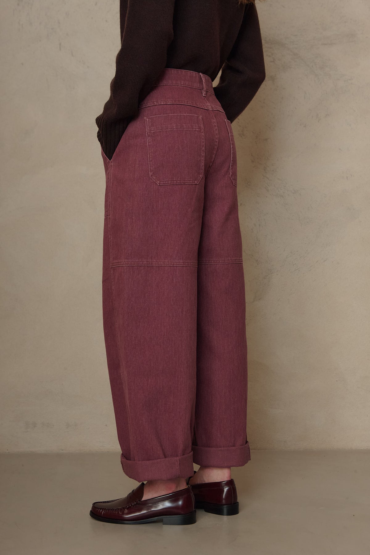 Billie barrel leg trousers in heather