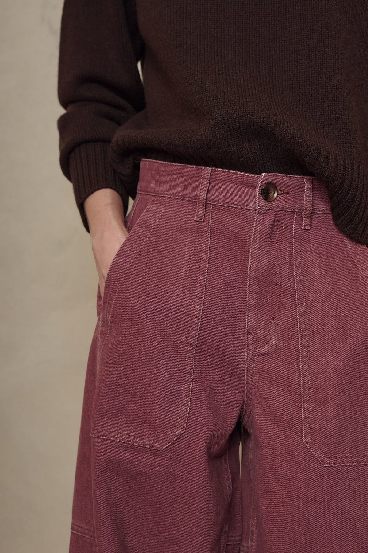 Billie barrel leg trousers in heather