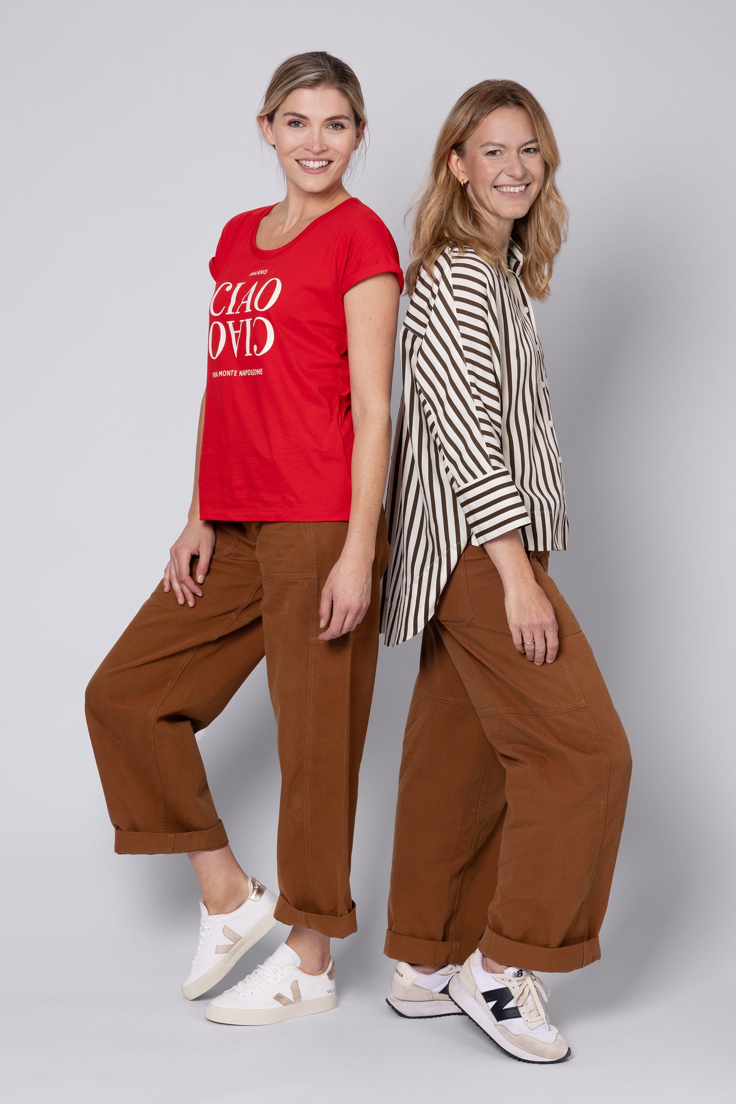 models wearing Billie Barrel Leg Trousers Elevenloves.com