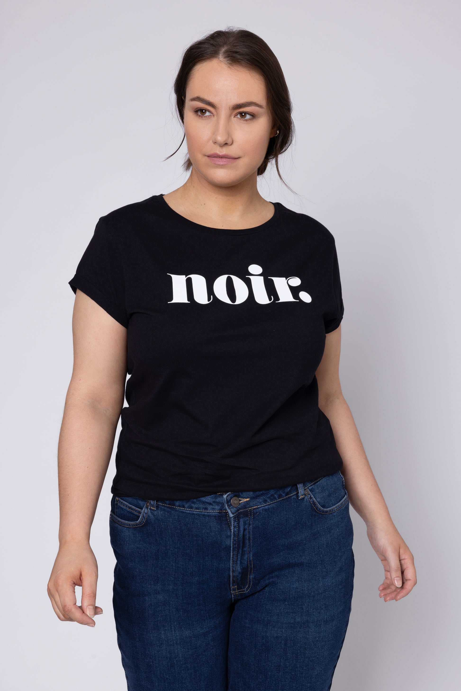 Model wearing Black Noir T Shirt Eleven Loves