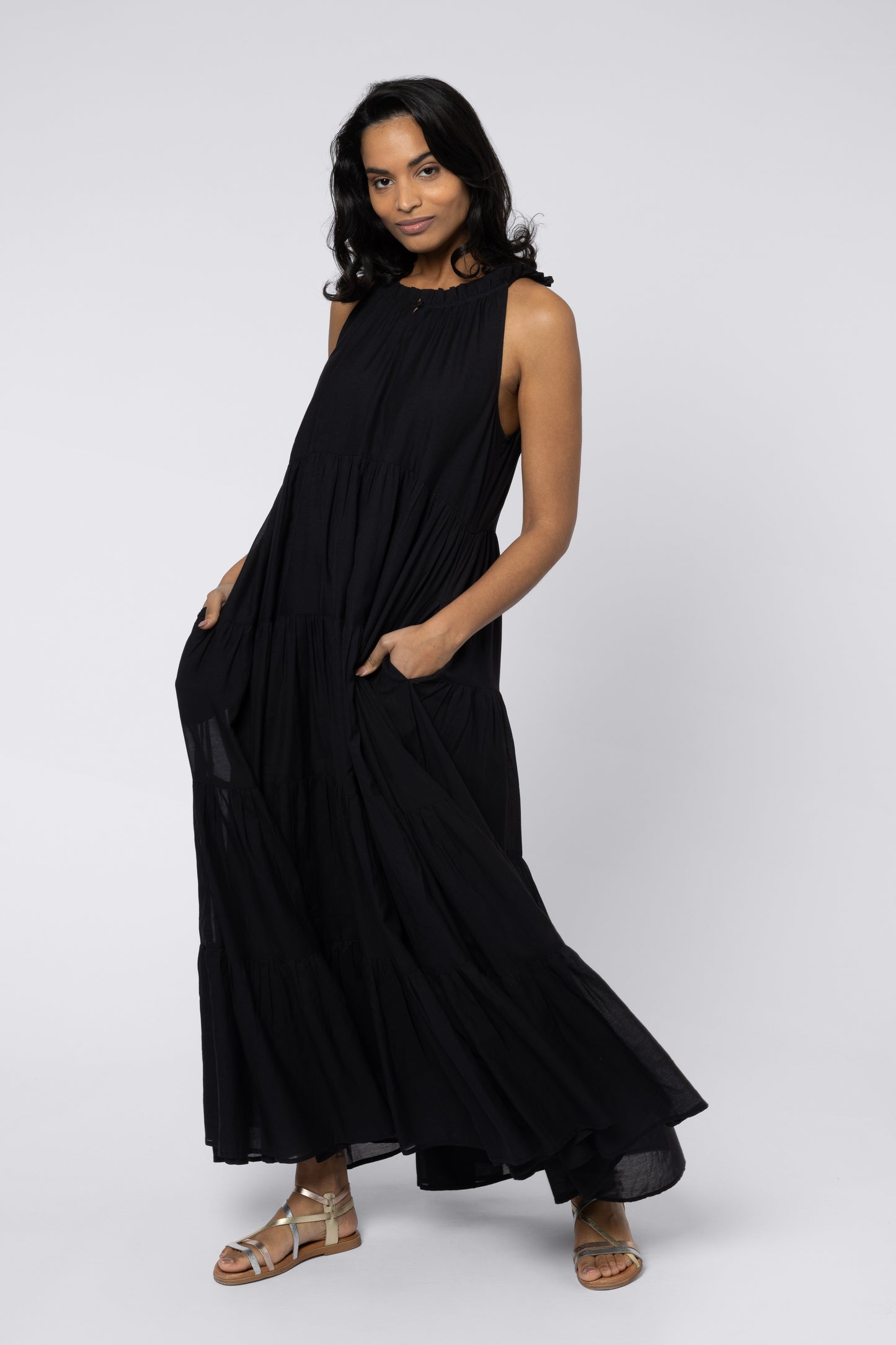 RUBY MAXI TIERED DRESS BLACK MAXI DRESS ELEVEN LOVES ELLEN LOVES 11LOVES SUMMER DRESS BLACK SUMMER DRESS