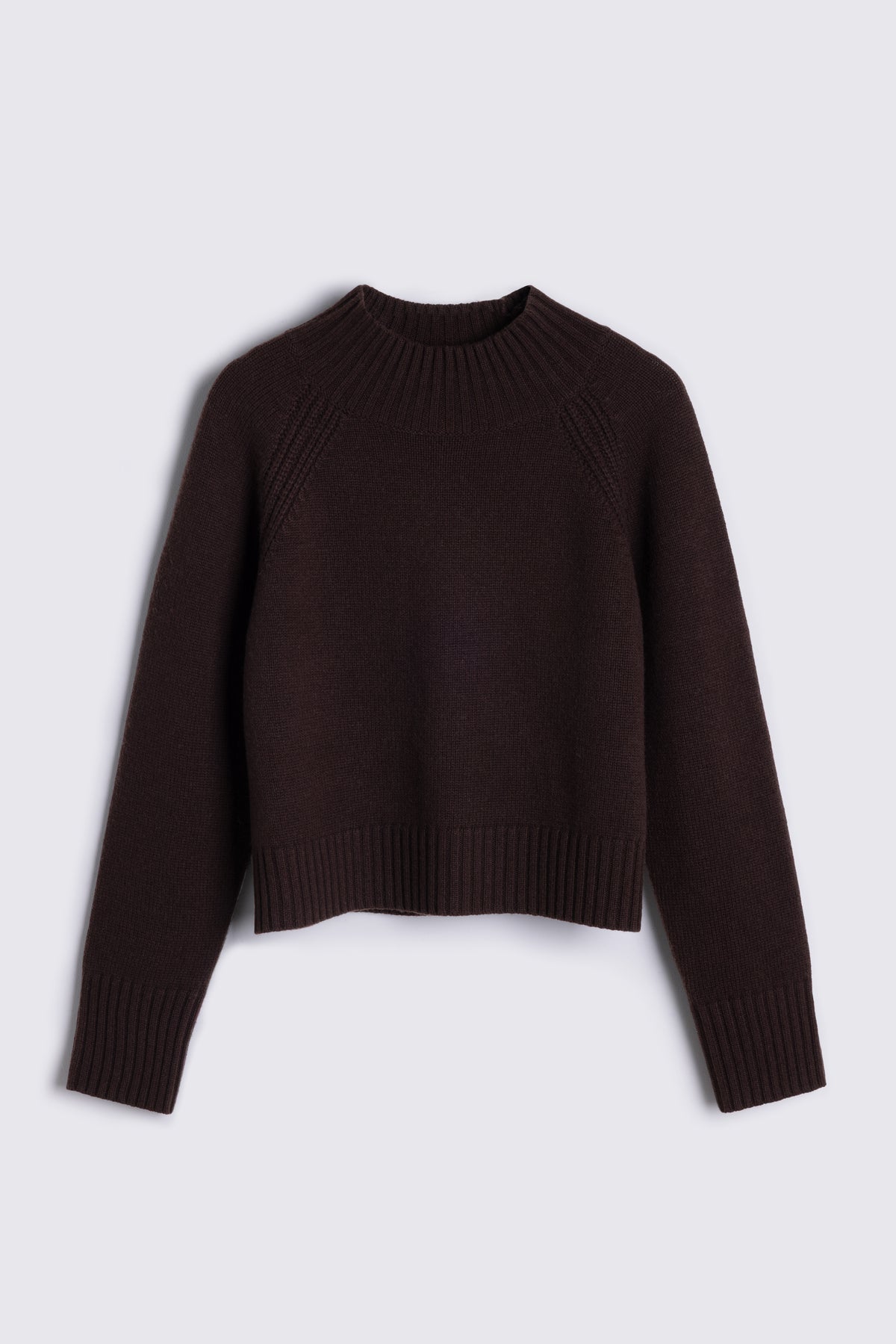 Blythe Funnel Neck Cropped Jumper - Chocolate