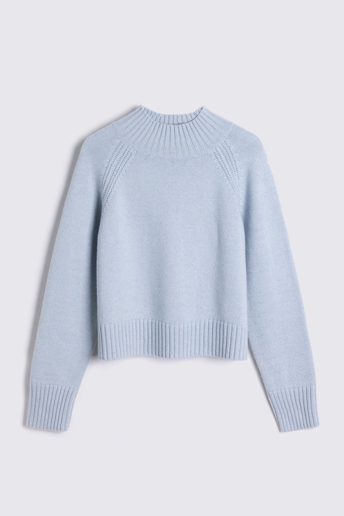 Blythe Funnel Neck Cropped Jumper - Ice Blue Sparkle