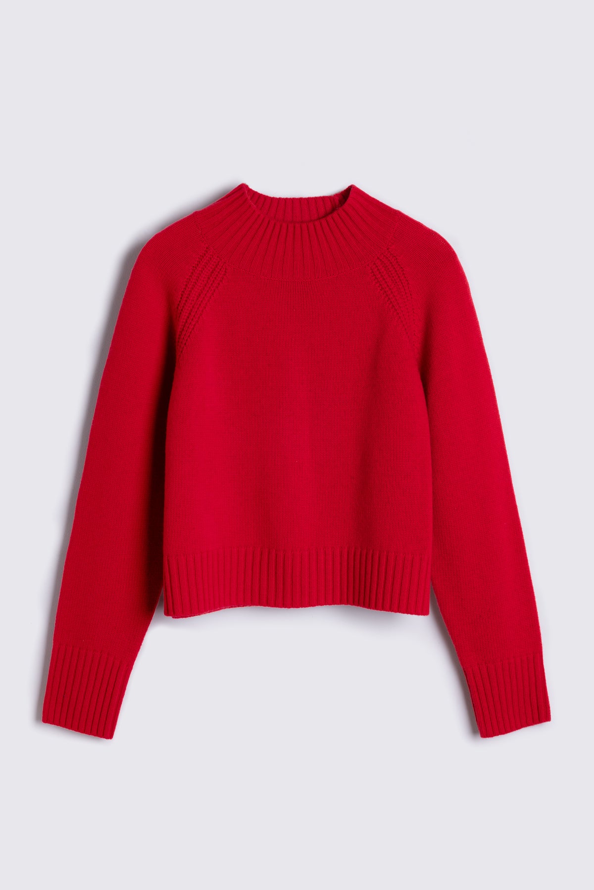 Blythe Funnel Neck Cropped Jumper - Red
