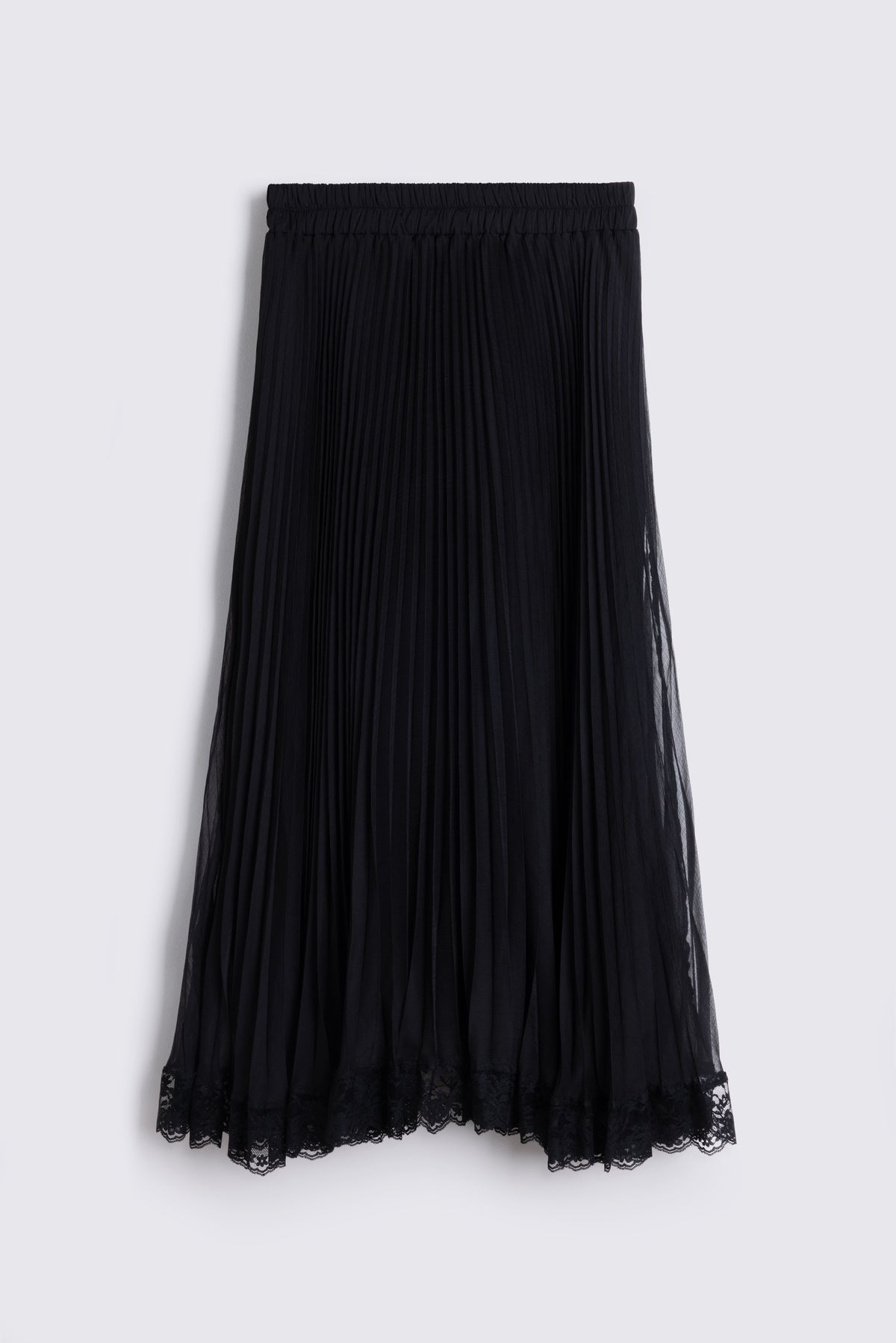 Bonnie Pleated Lace Skirt - Black