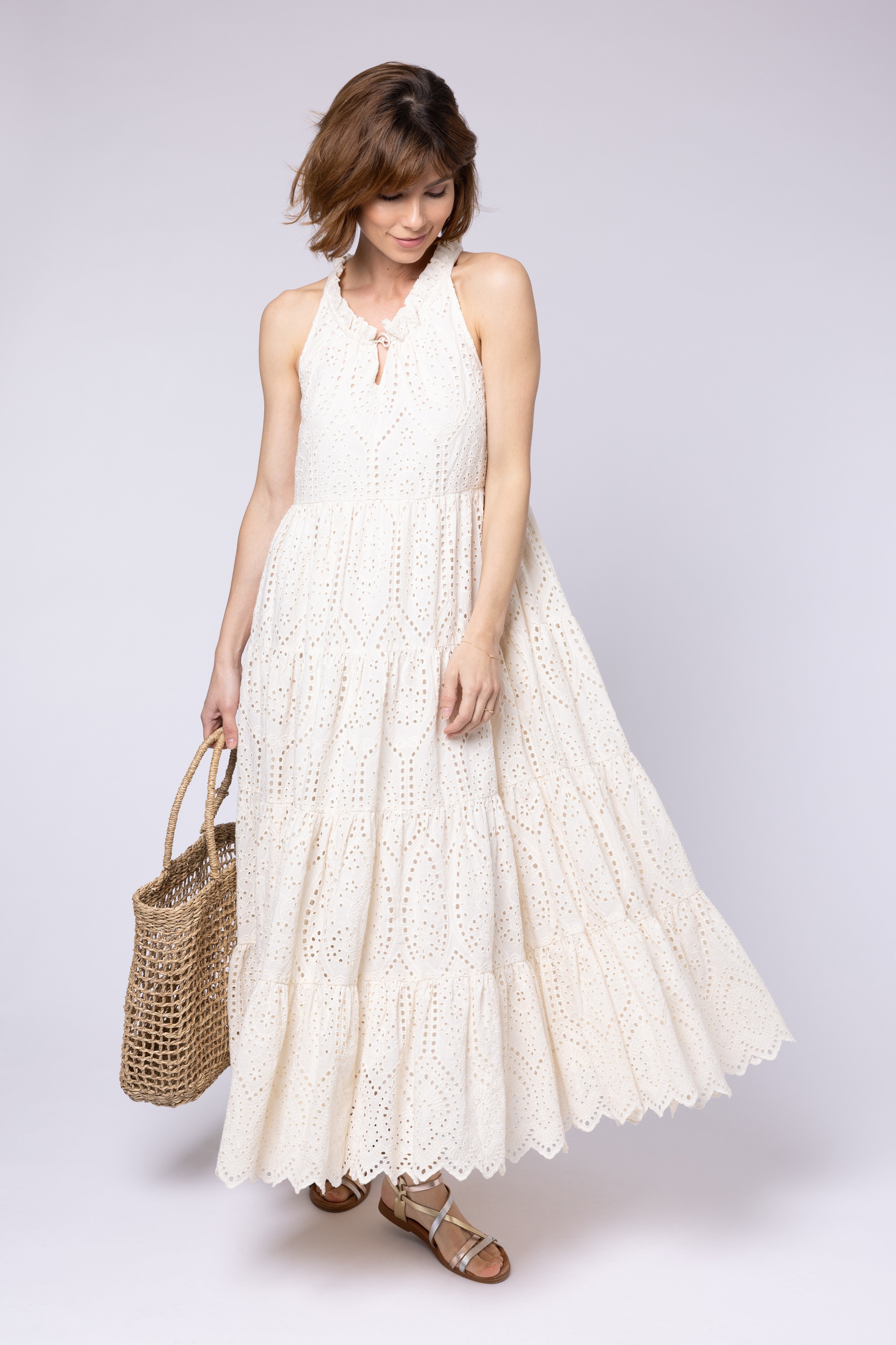 Ruby Broderie dress ivory broderie dress maxi tiered dress summer dess eleven loves ellen loves 11loves