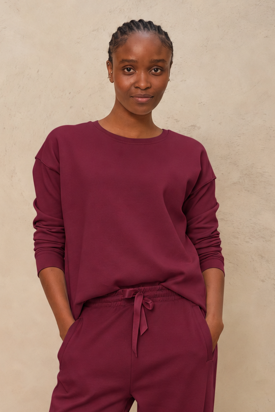 The Perfect Crew Neck Sweatshirt - Dark Cherry