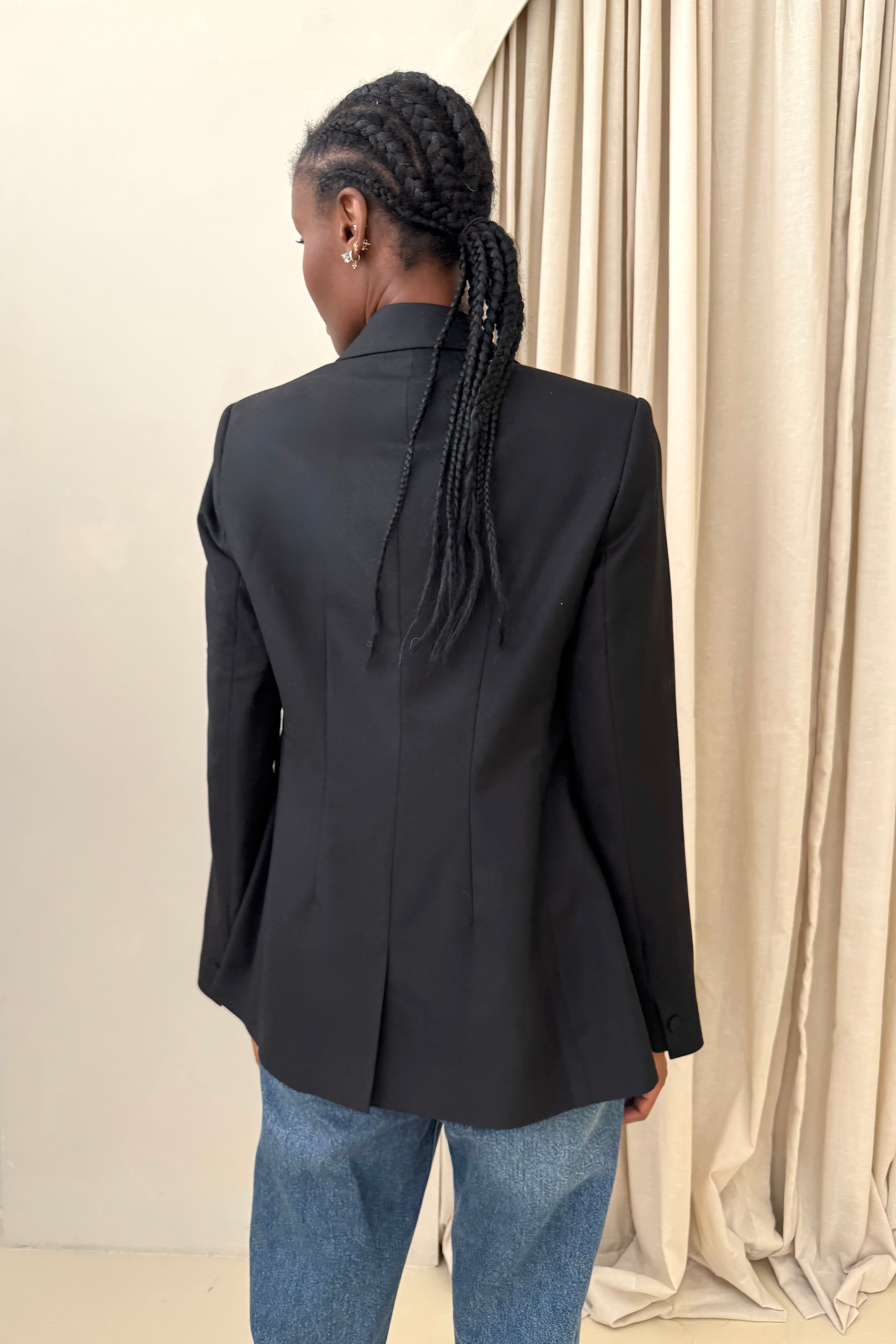 Josephine Wool Blend Blazer - Black
