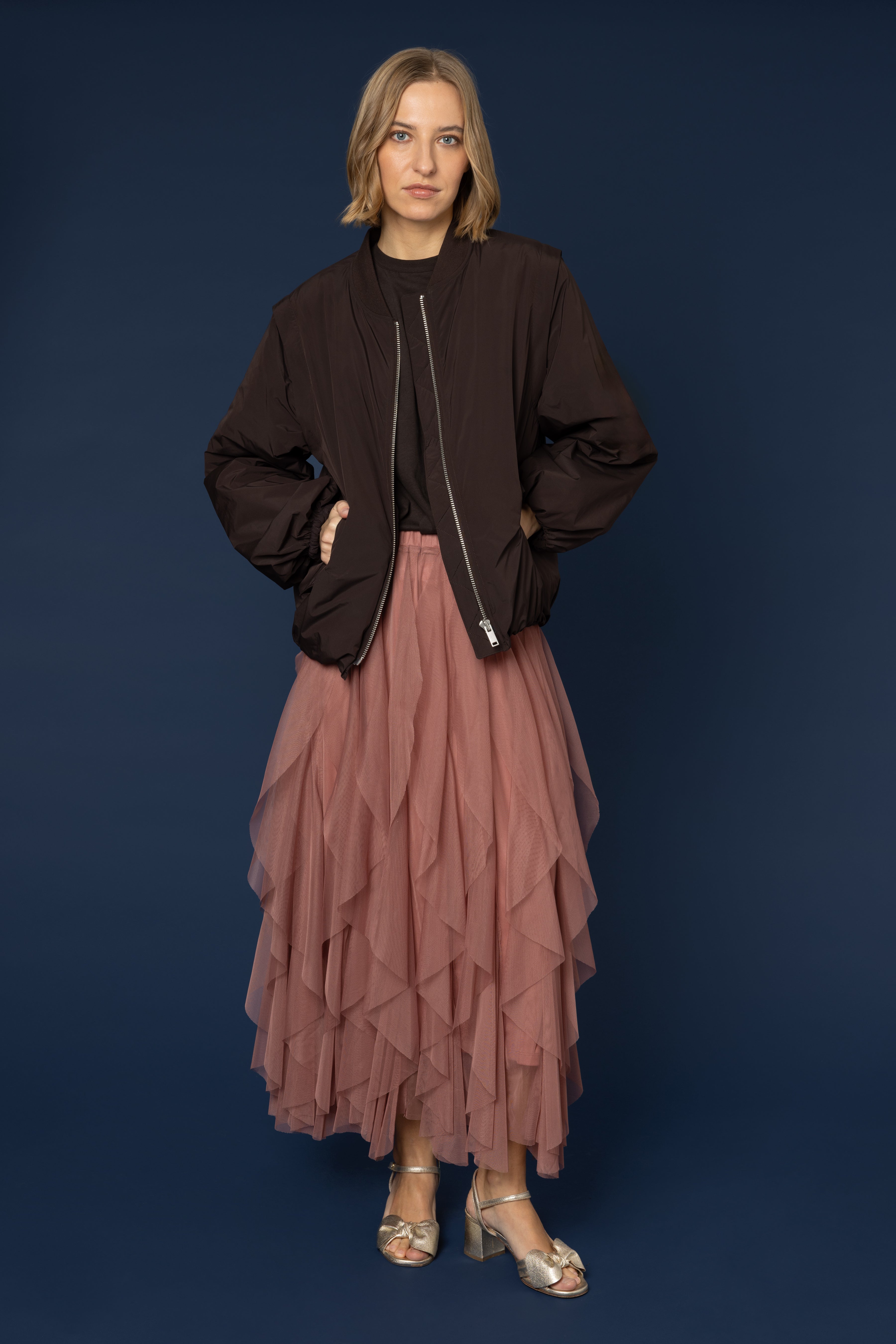 Iris Tulle Maxi Skirt - Dusty Pink