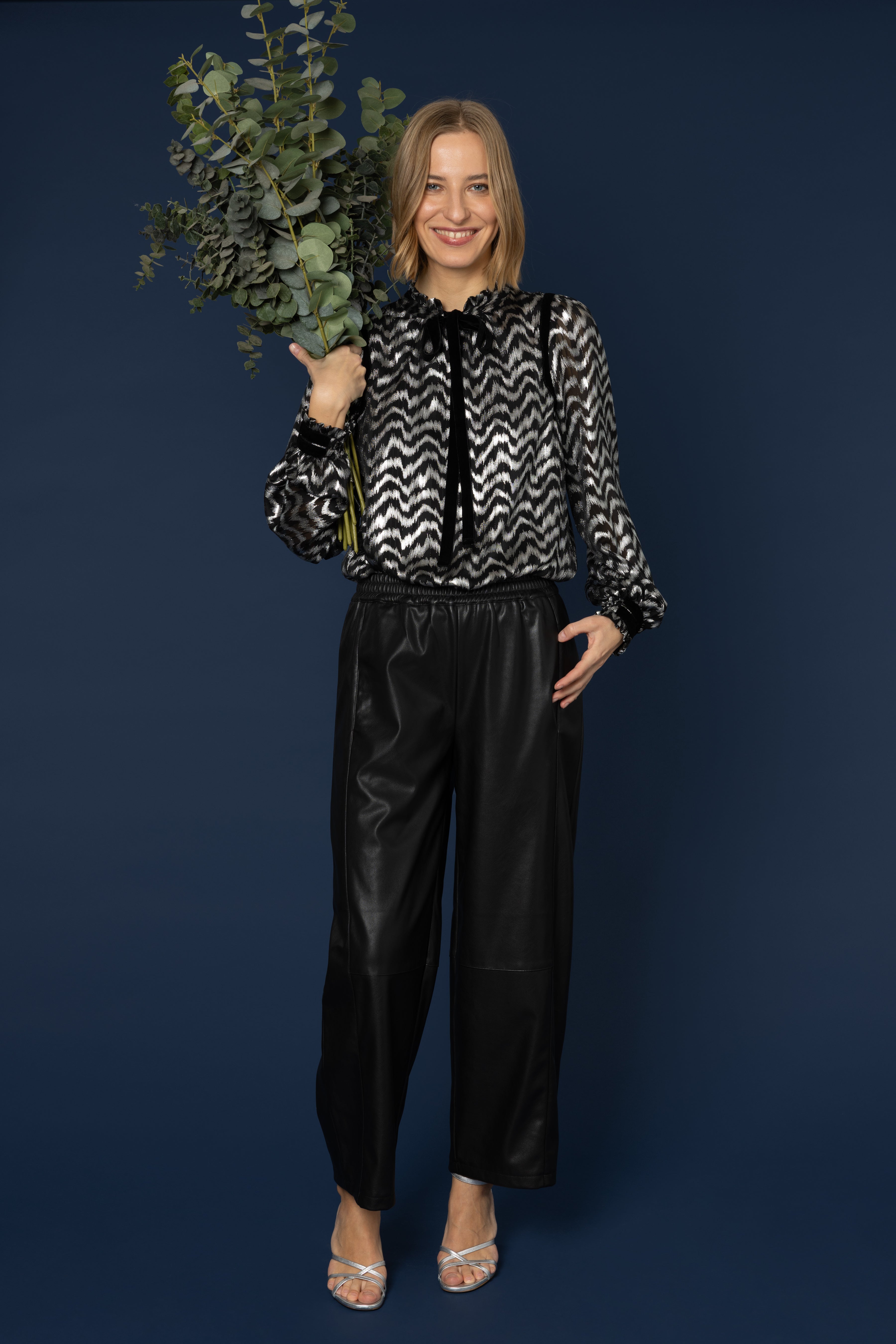 Jules Striped Blouse - Silver/Black