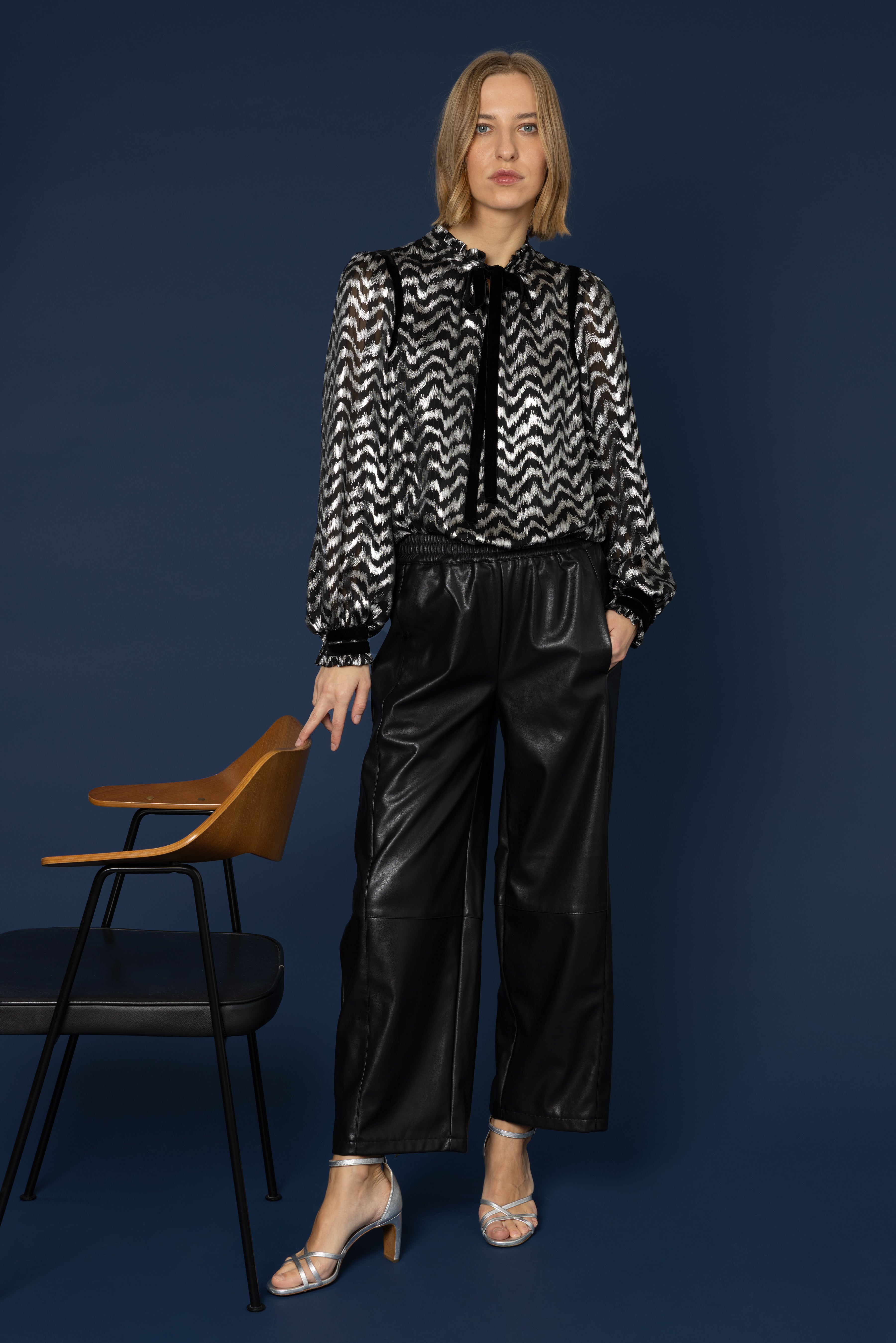 Jules Striped Blouse - Silver/Black