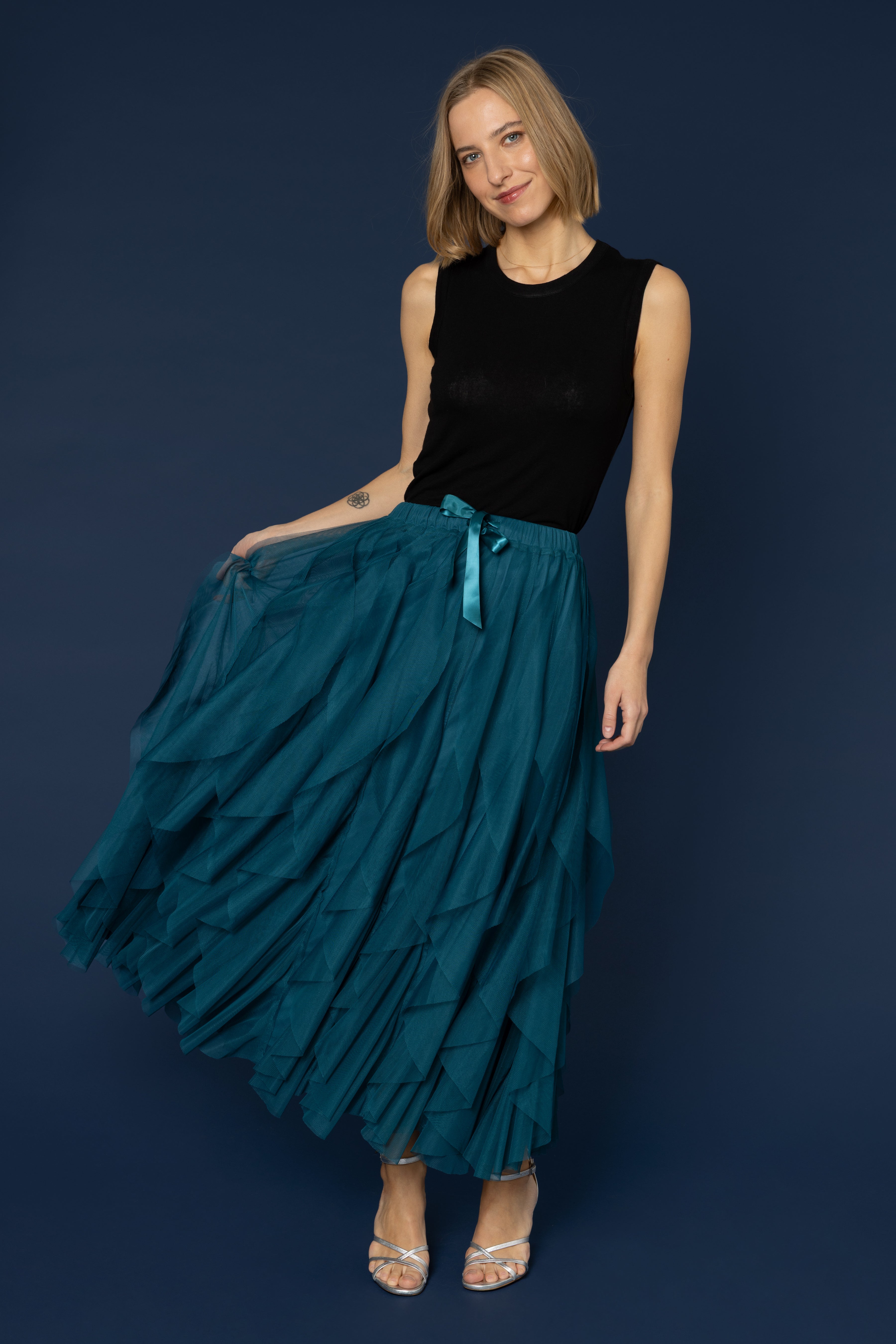 Iris Tulle Maxi Skirt - Teal