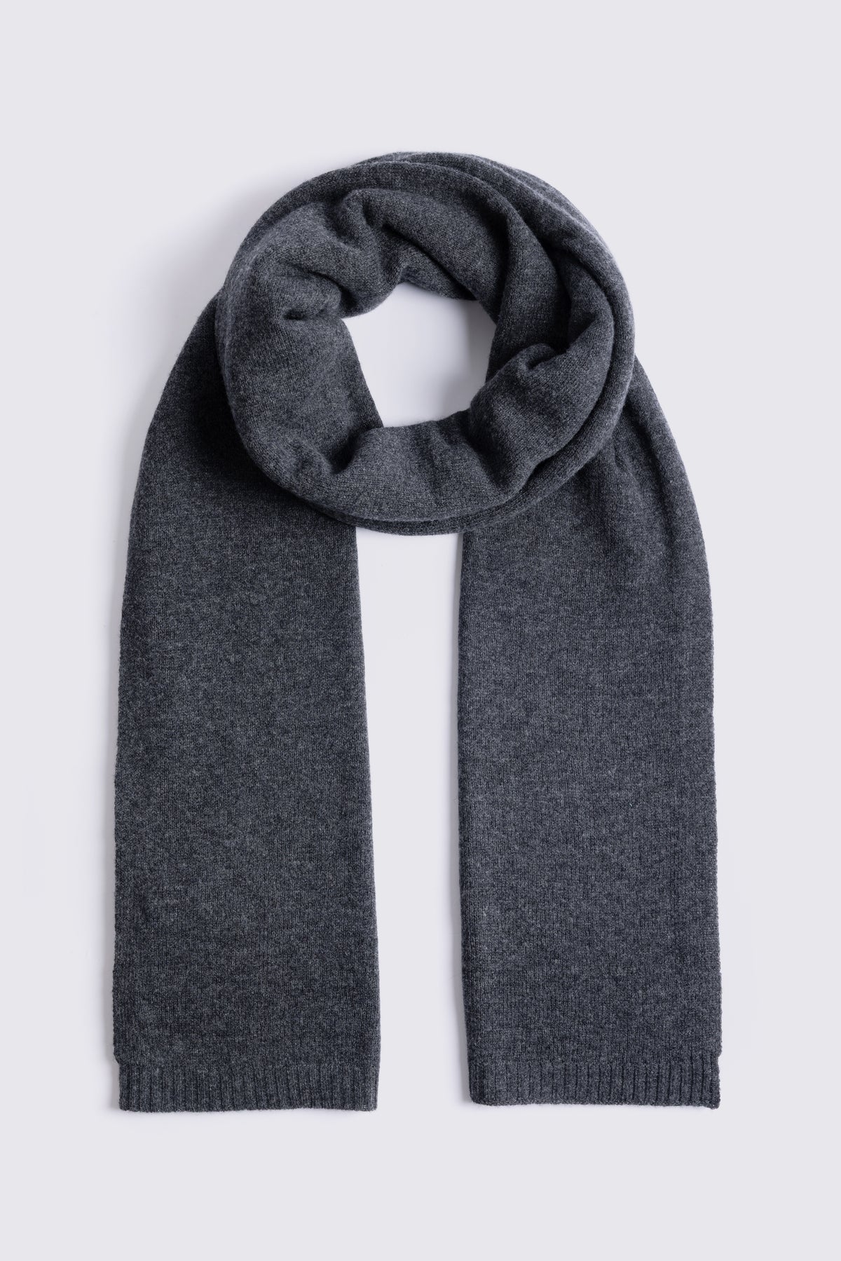 Carmel cashmere blend scarf in charcoal laid flat
