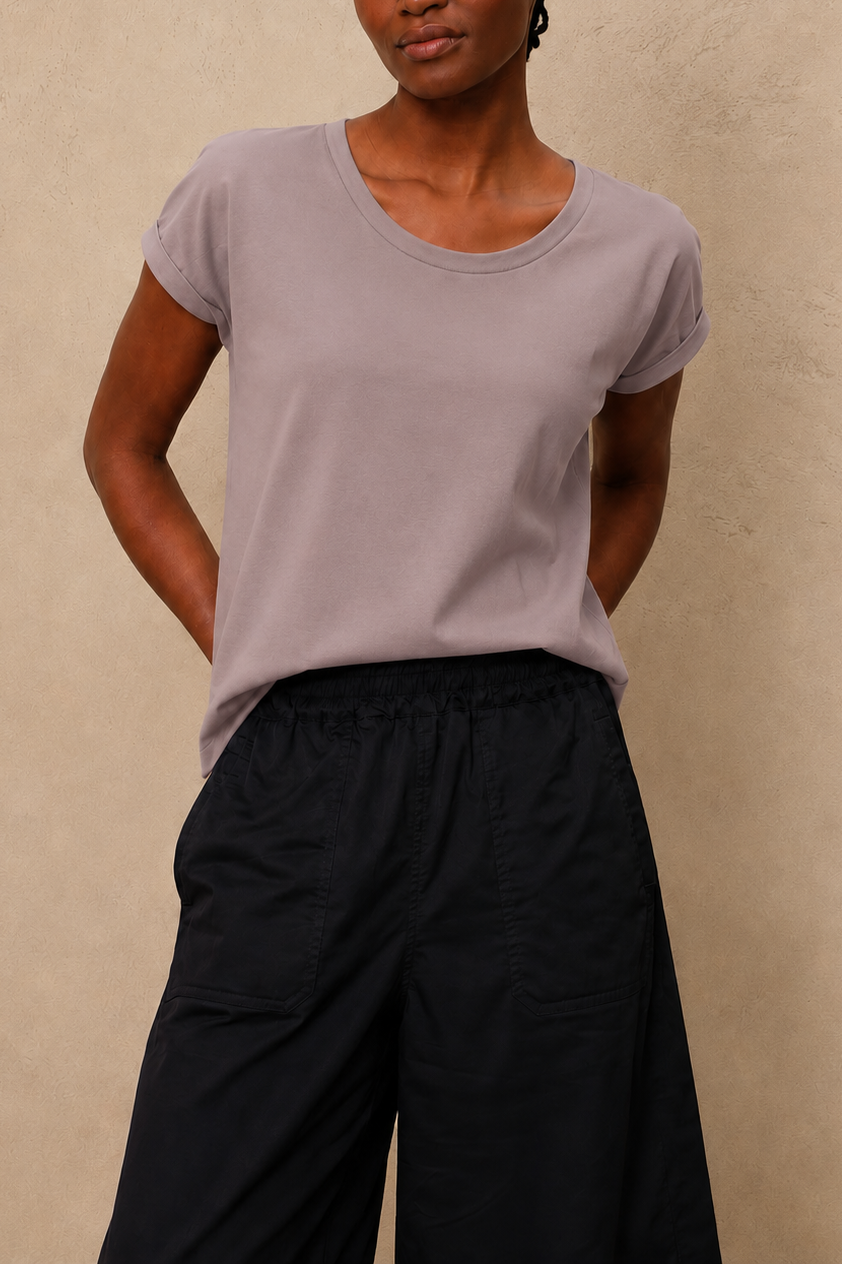 The Perfect Roll Sleeve T-Shirt - Biscuit
