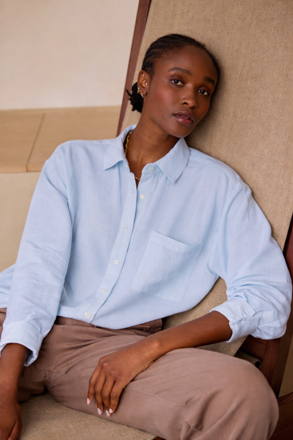 The Perfect Viscose Linen Shirt - Powder Blue - Eleven Loves