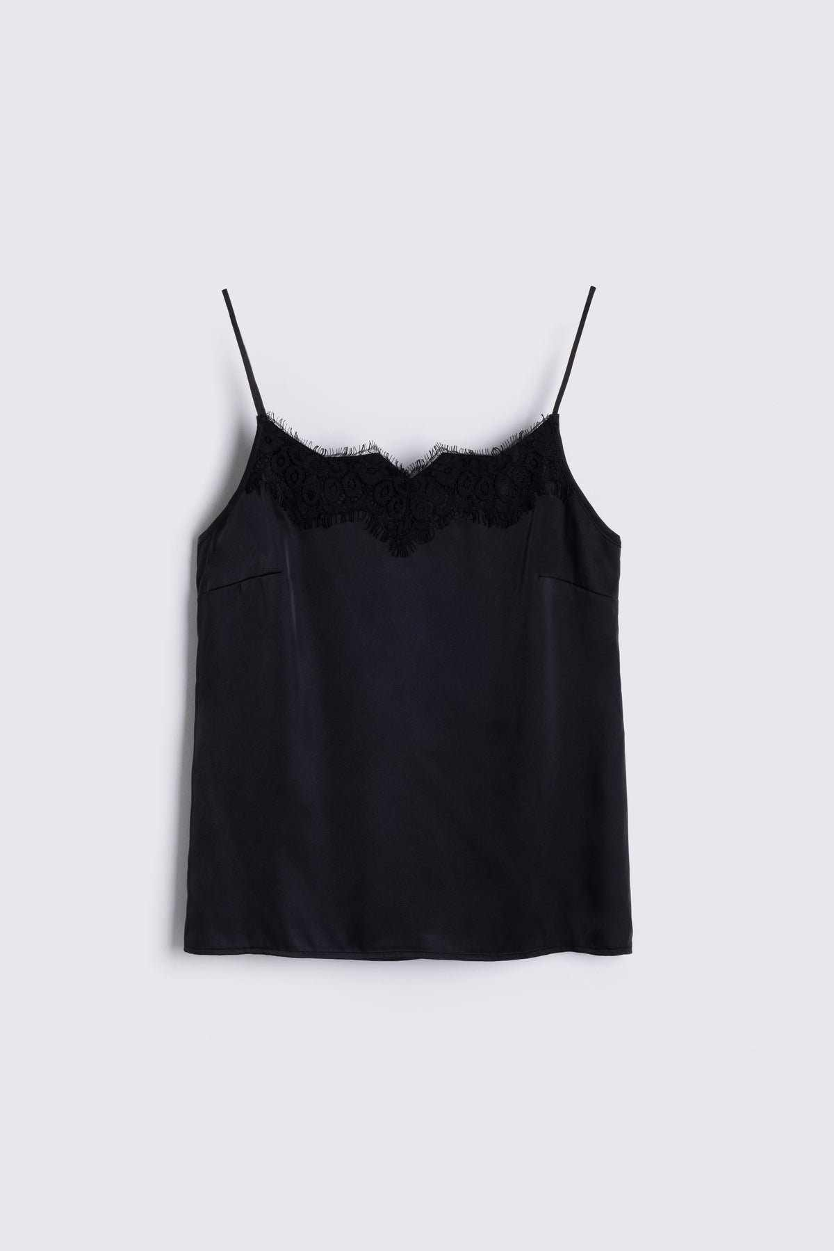Cleo Satin Lace Cami - Black