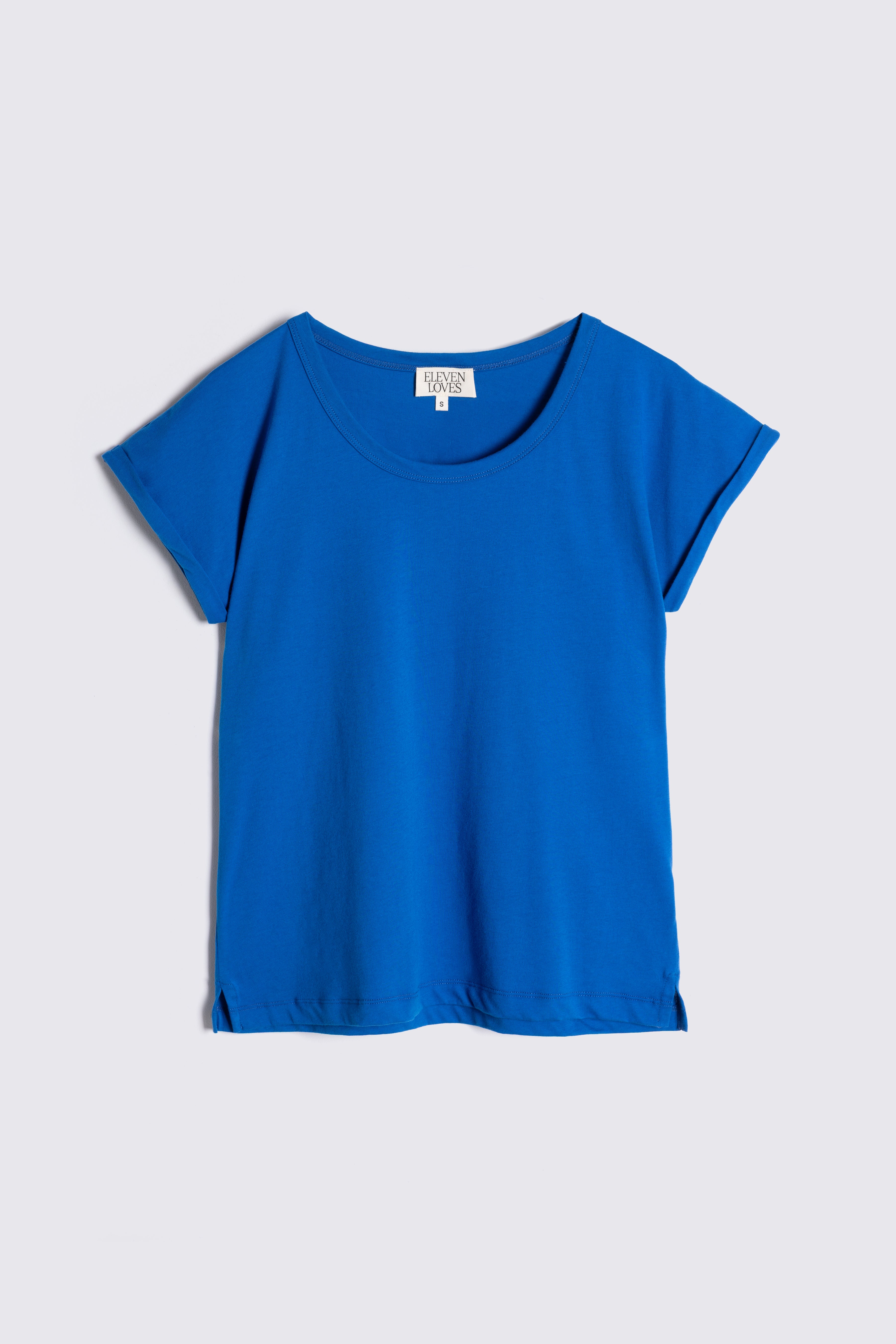 Cobalt blue t shirt on white background