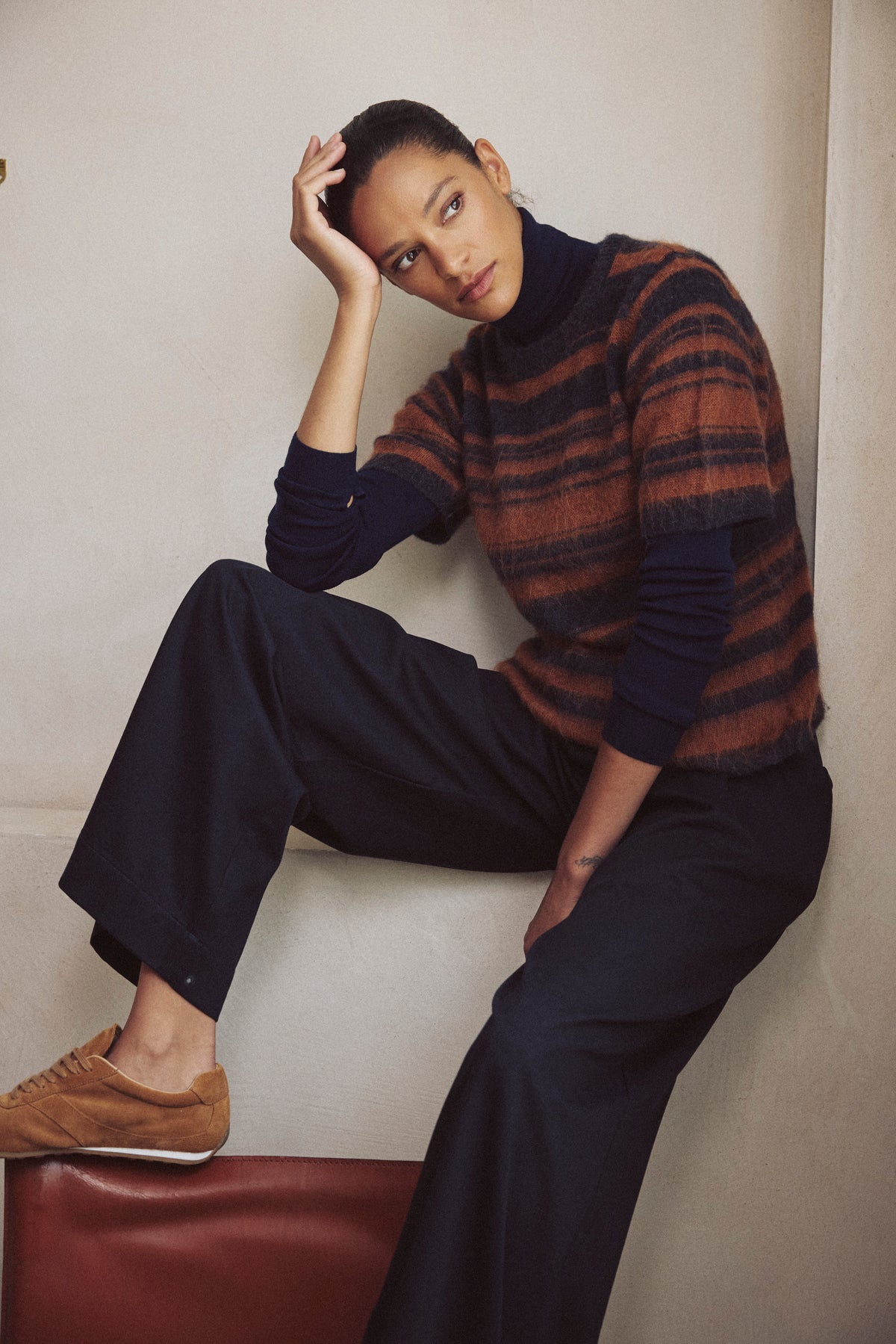 Aida Wide Leg Trousers - Navy