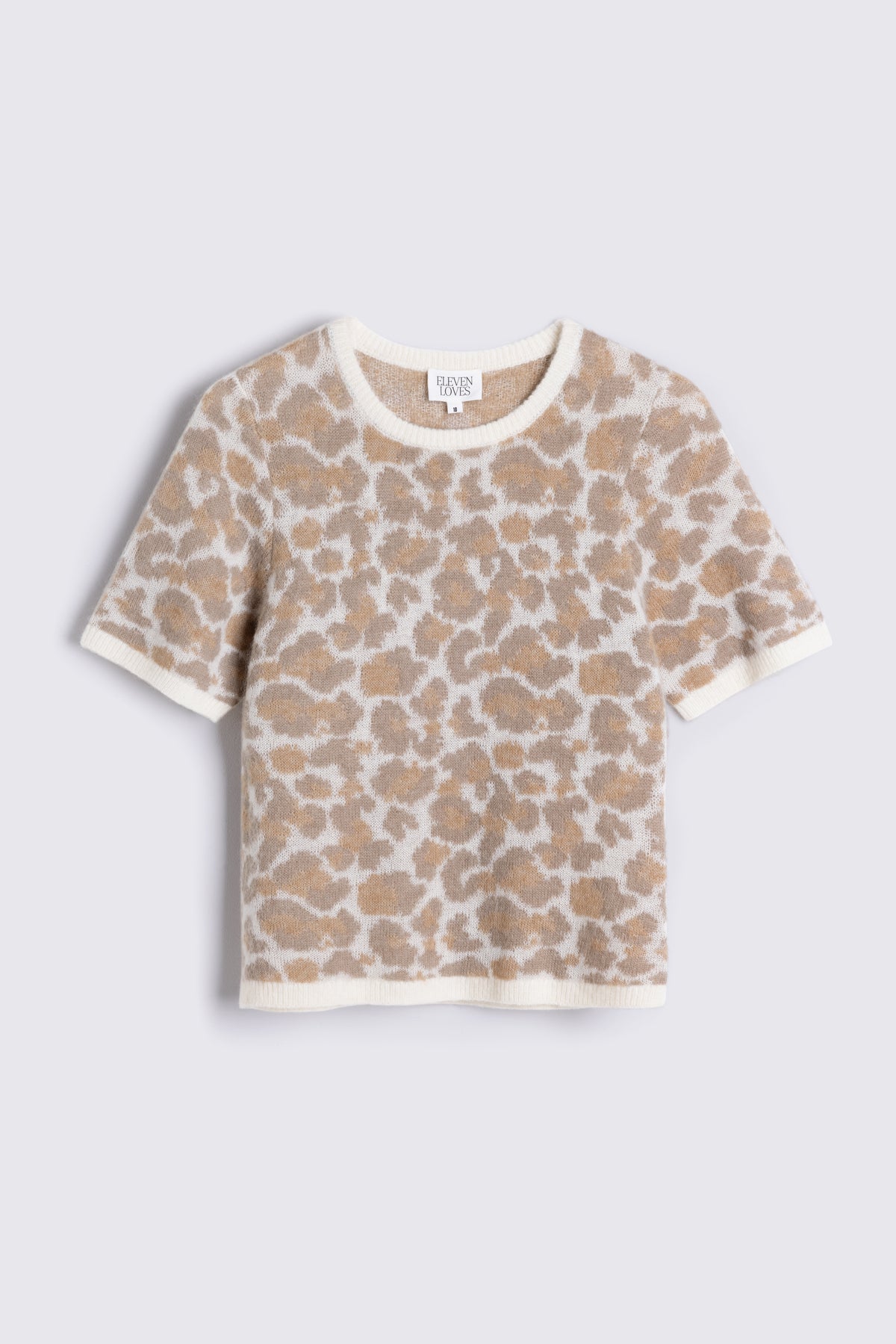 Cora Alpaca Blend Short Sleeve Striped Jumper - Neutral Animal Print