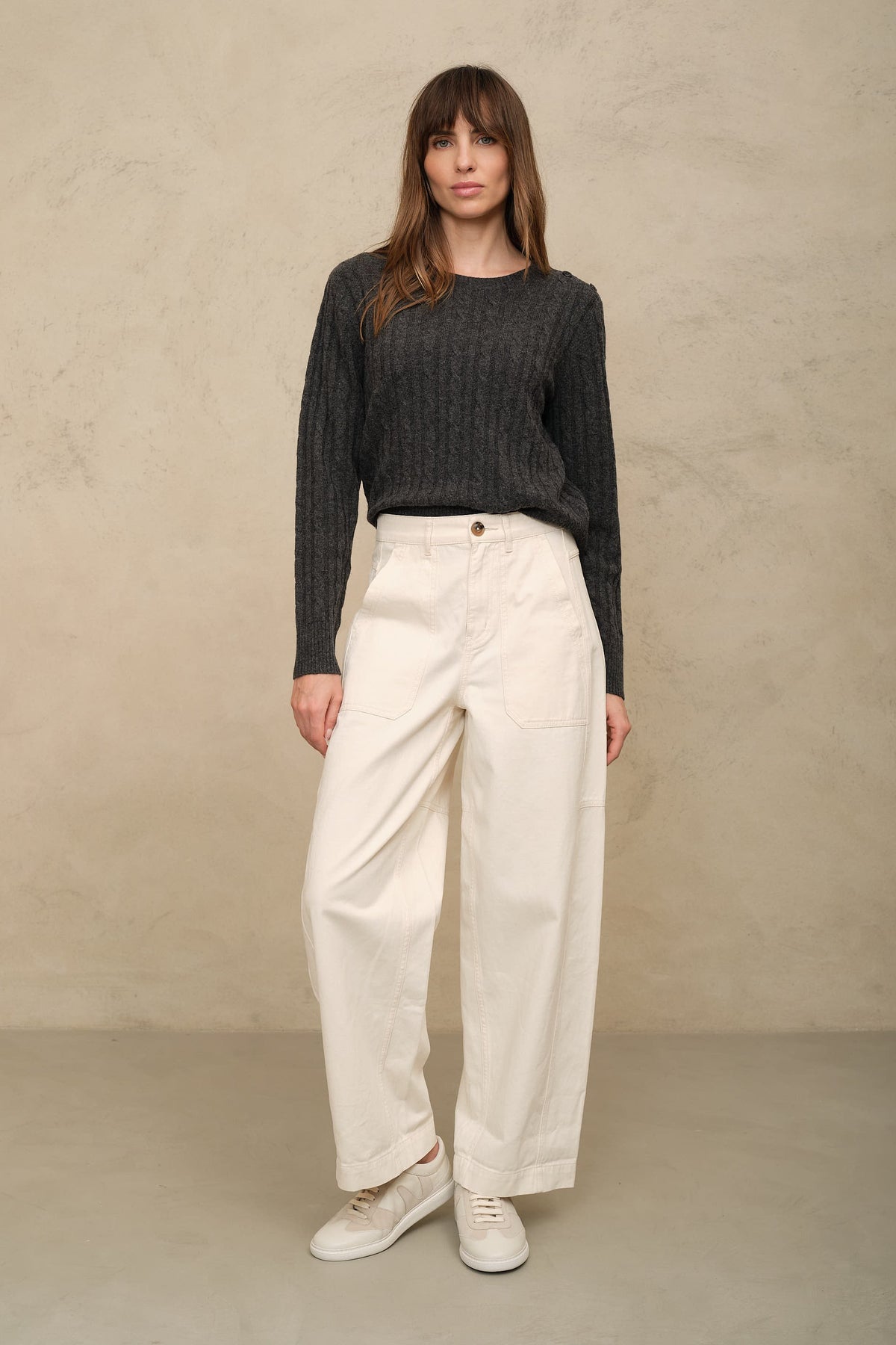 Billie Barrel Leg Trousers - Ecru