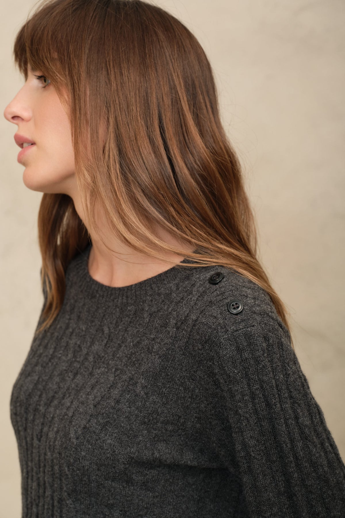 Cory charcoal cable knit jumper, cable texture detail