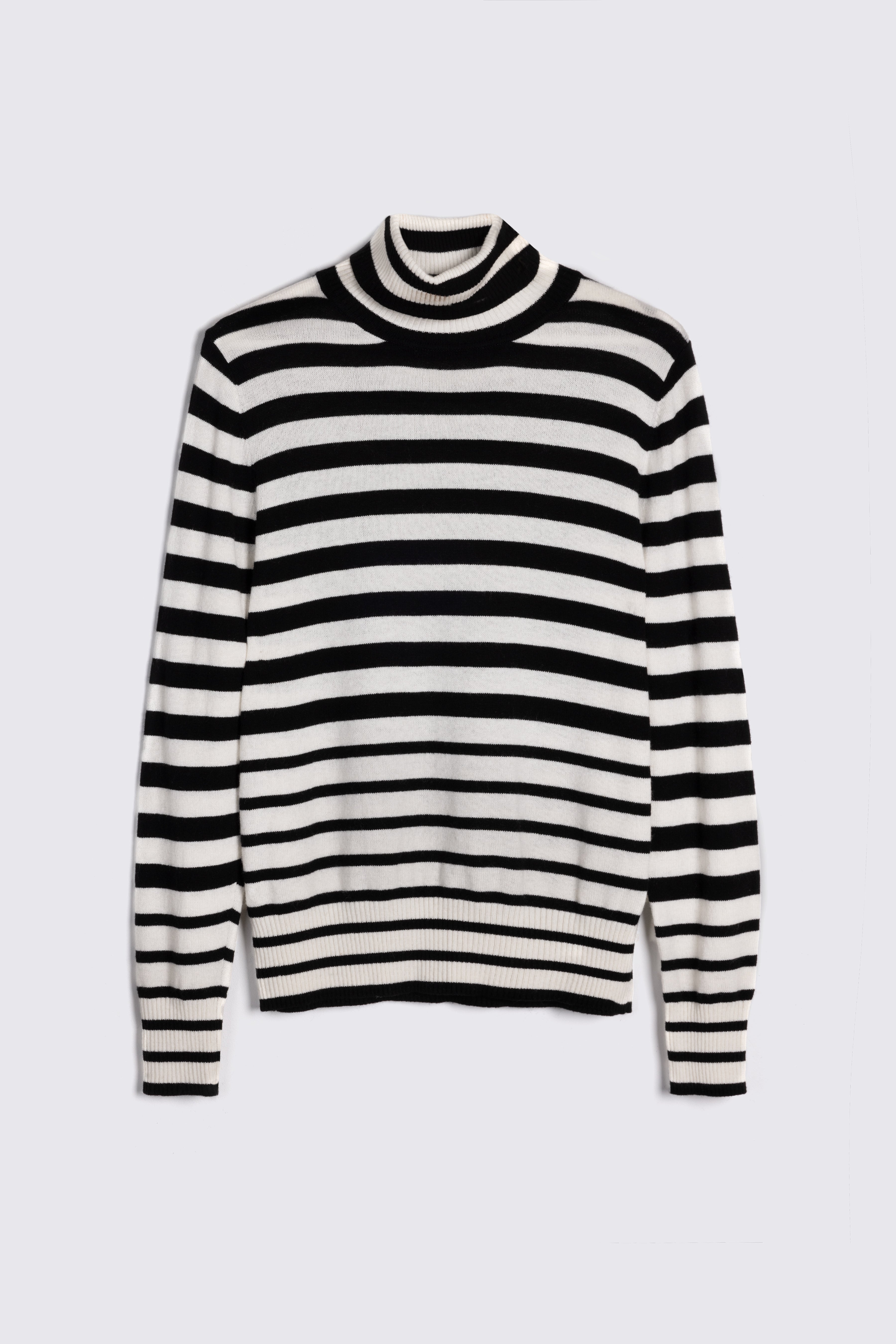 RHIANNON STRIPE ROLL NECK BLACK IVORY Eleven Loves